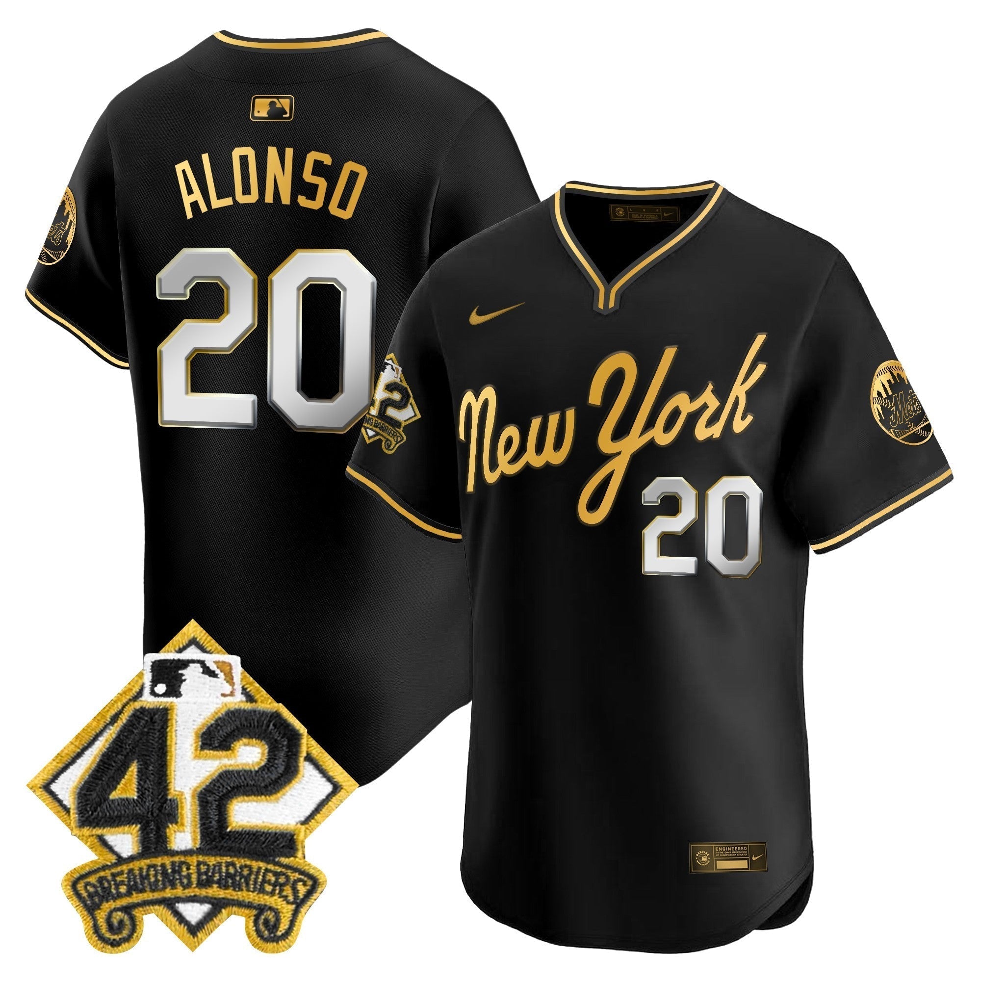 NYM 2025 Jackie Robinson Patch Road Alternate Jersey â€“ All Stitched