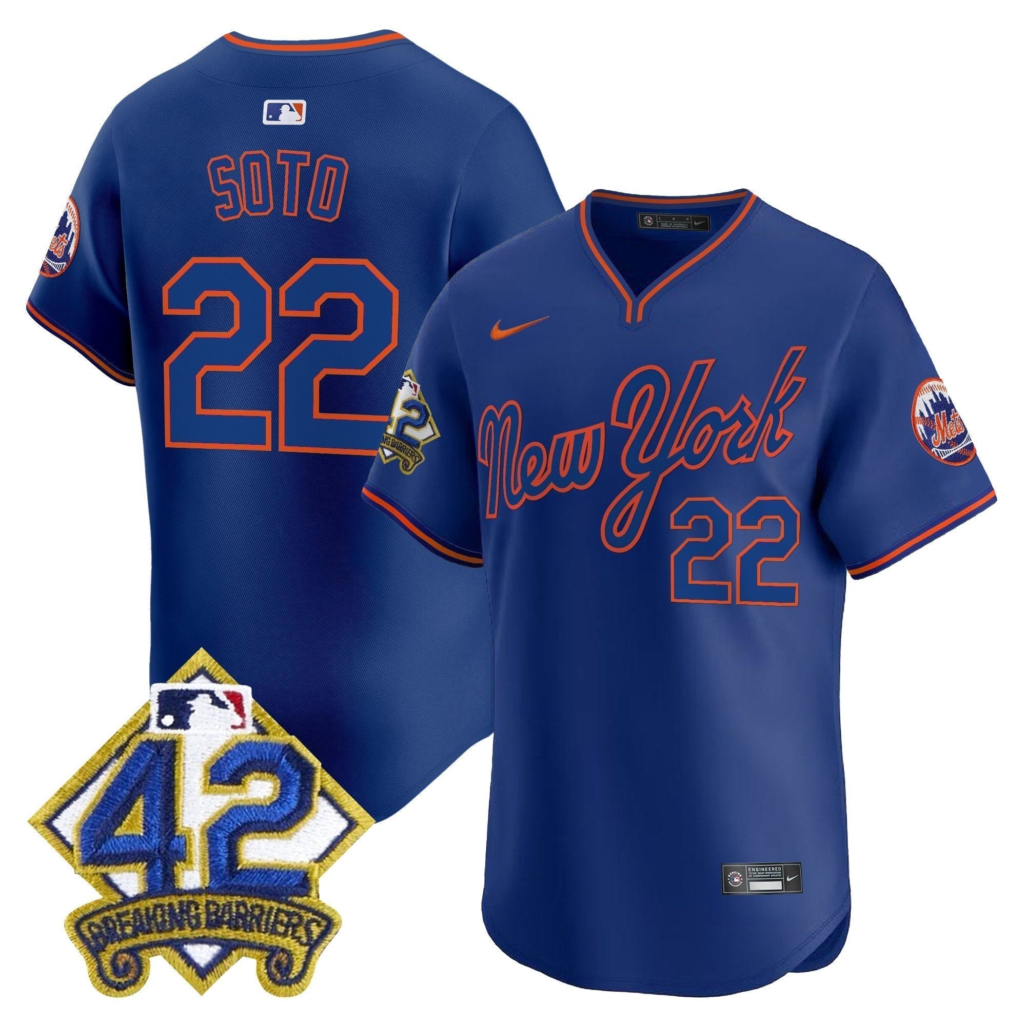 NYM 2025 Jackie Robinson Patch Road Alternate Jersey â€“ All Stitched
