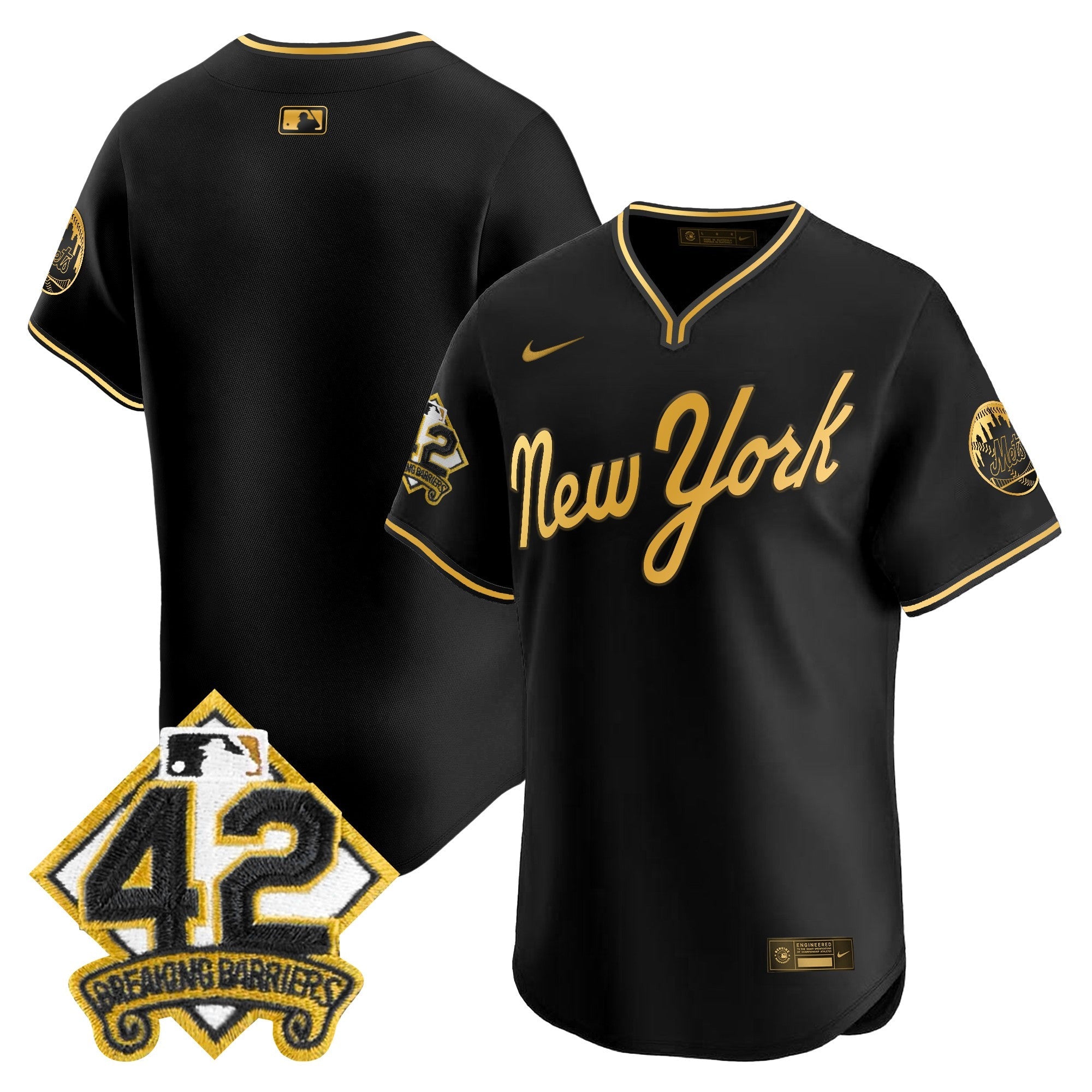 NYM 2025 Jackie Robinson Patch Road Alternate Jersey â€“ All Stitched