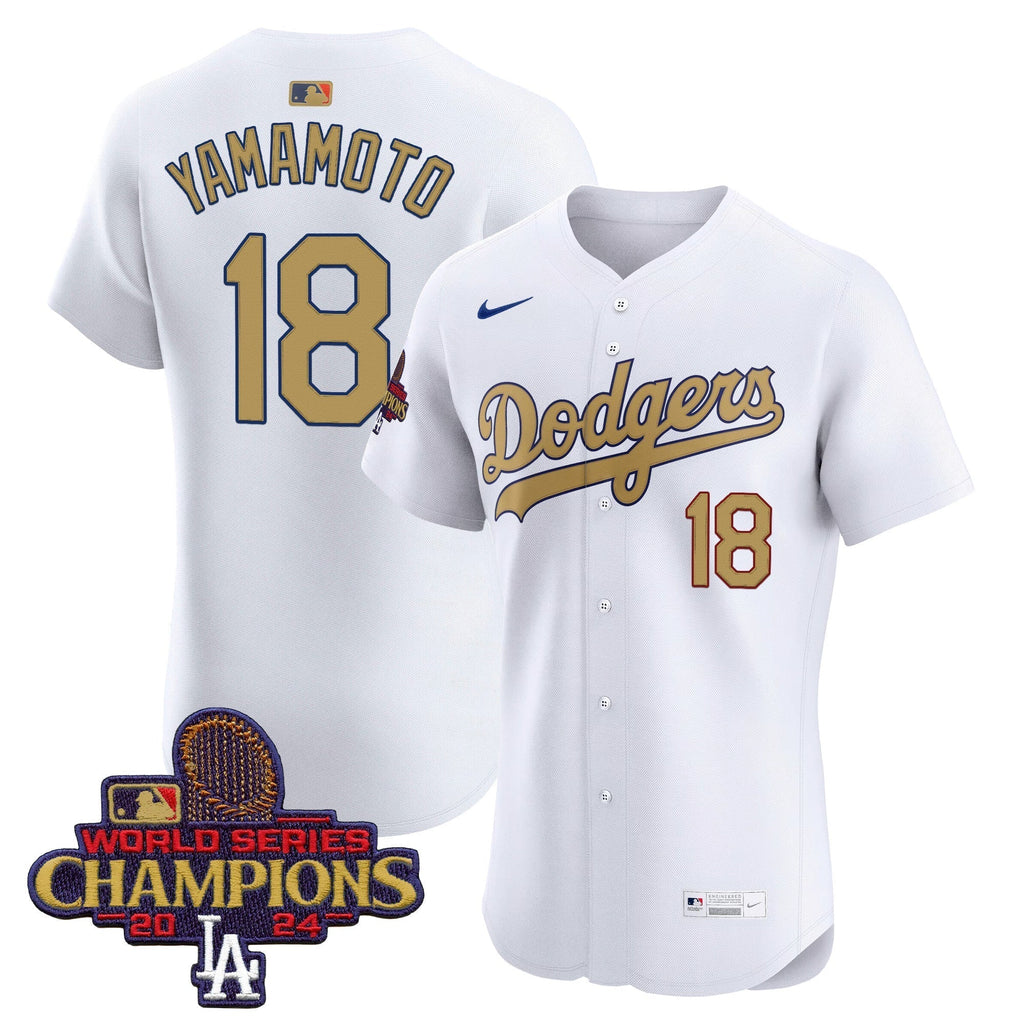 Dodgers 2025 Gold Vapor Premier Elite Men Jersey - All Stitched