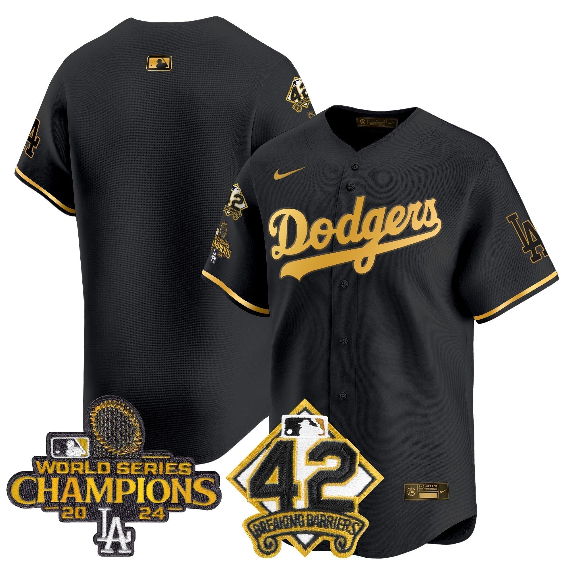 Dodgers 2024 World Series Champions & Jackie Robinson Patch Vapor Premier Limited Jersey - All Stitched