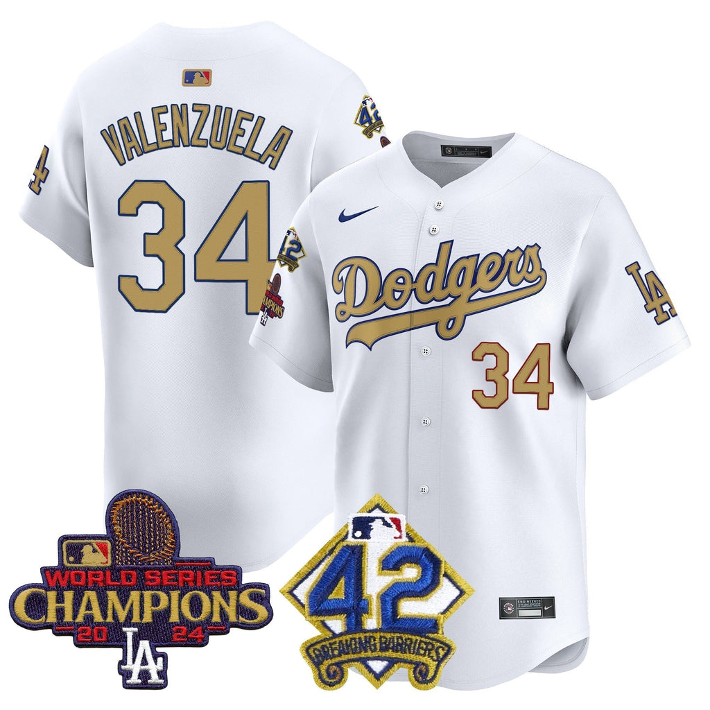 Dodgers 2024 World Series Champions & Jackie Robinson Patch Vapor Premier Limited Jersey - All Stitched