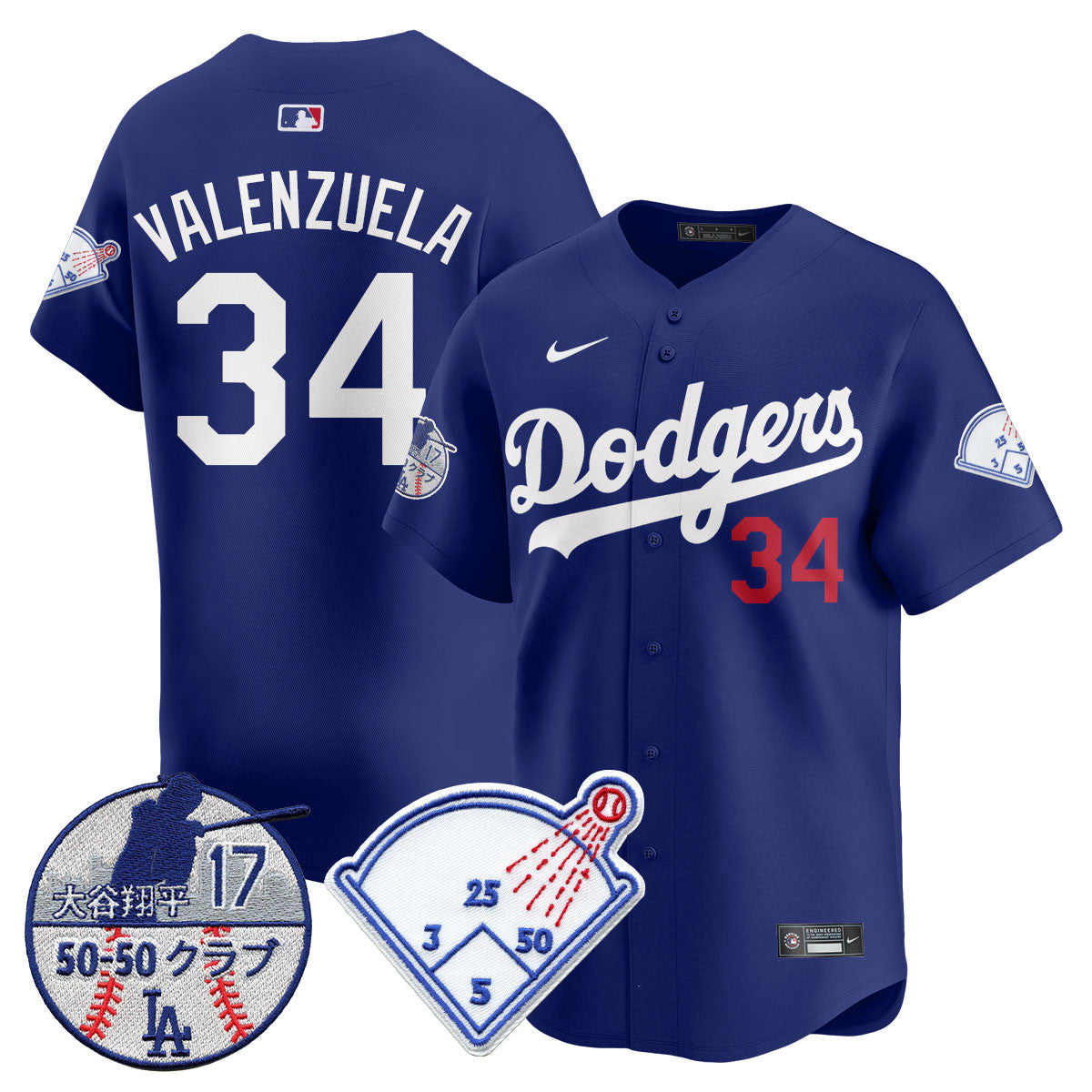 Men's Los Angeles Dodgers Vapor Limited Jersey - Shohei Ohtani Patch - All Stitched
