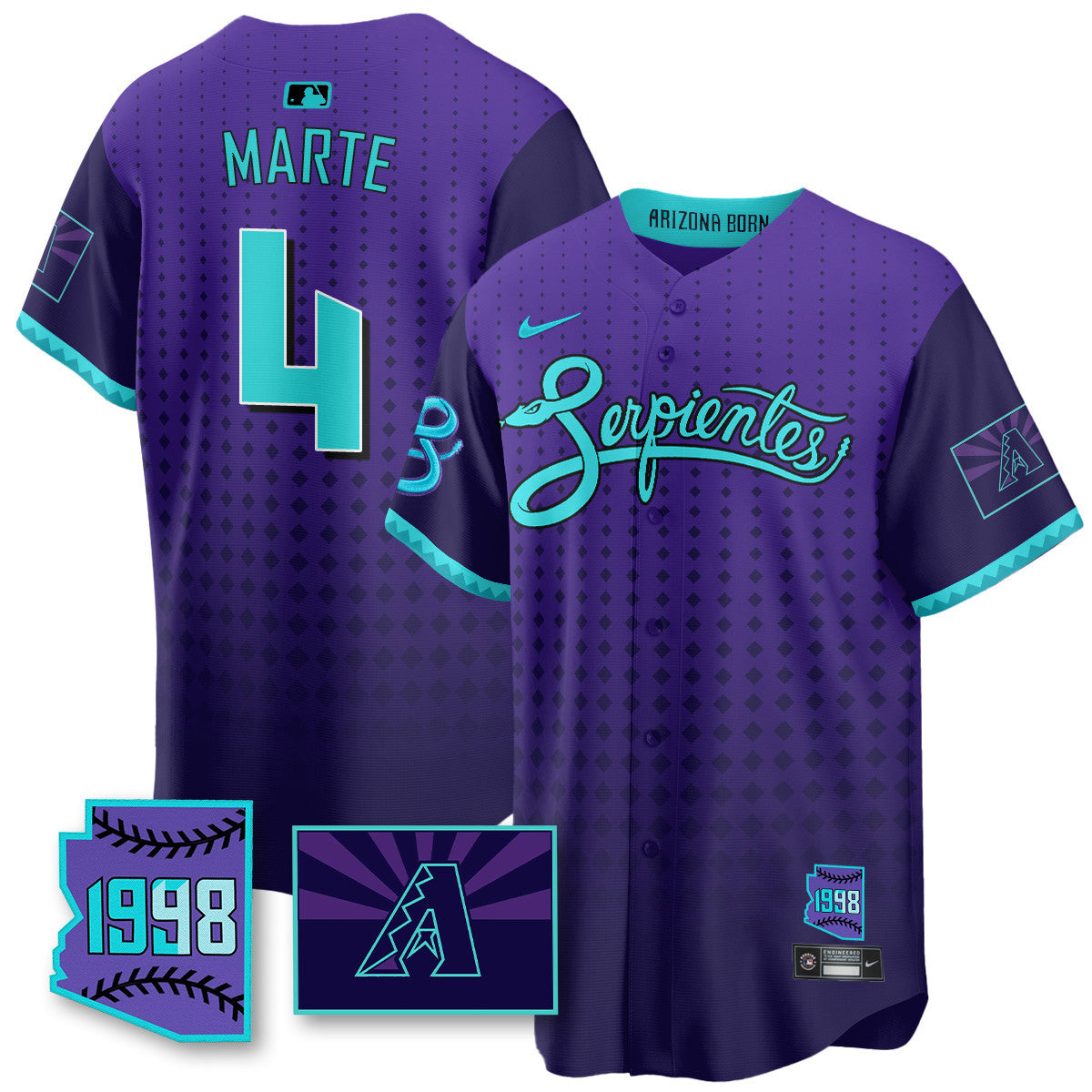Men's Arizona Diamondbacks Purple for Second Serpientes City Connect Jersey - All Stitched