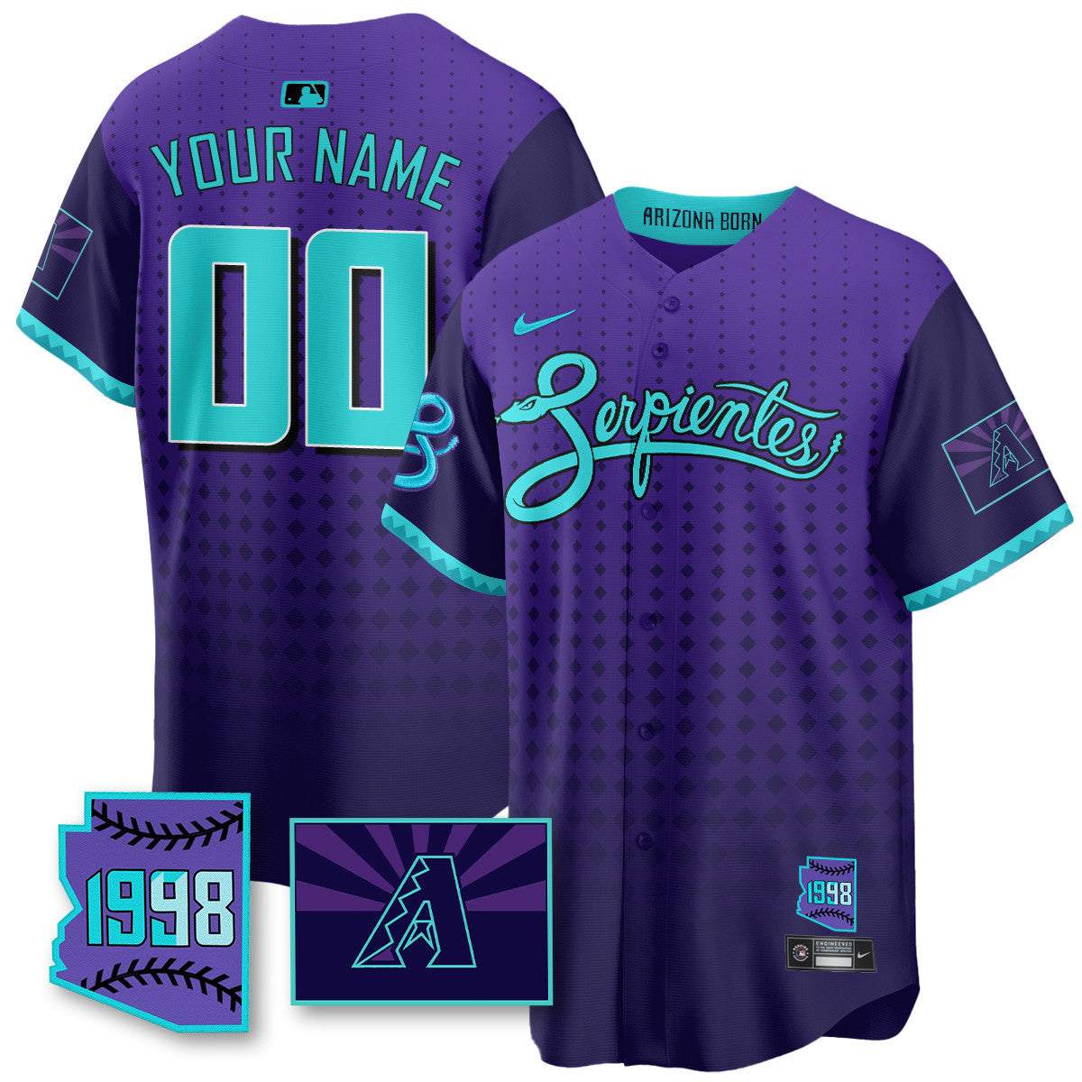 Custom Name/Gender Arizona Diamondbacks Purple for Second Serpientes City Connect Jersey - All Stitched