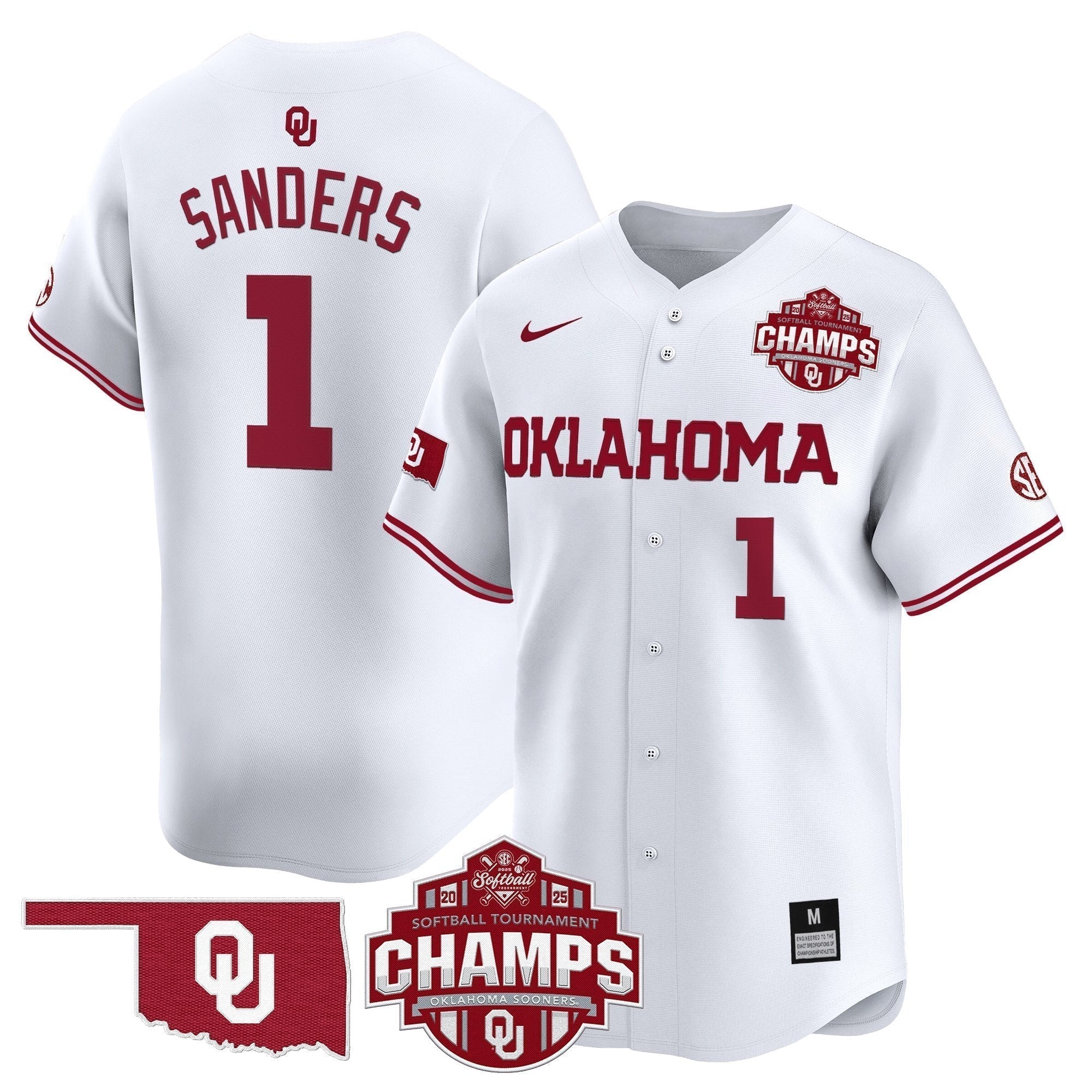 OU 2025 SEC Softball Conference Tournament Champions Patch Vapor Premier Limited Jersey - All Stitched