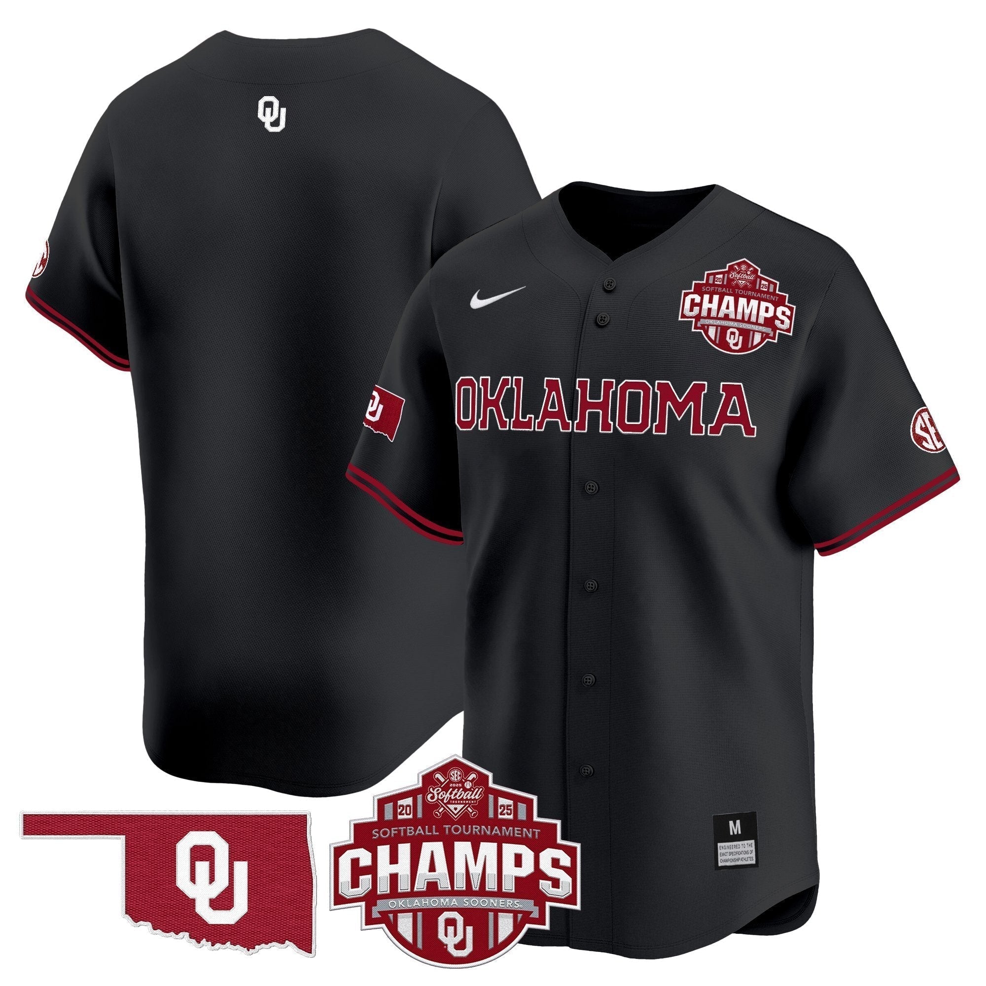 OU 2025 SEC Softball Conference Tournament Champions Patch Vapor Premier Limited Jersey - All Stitched