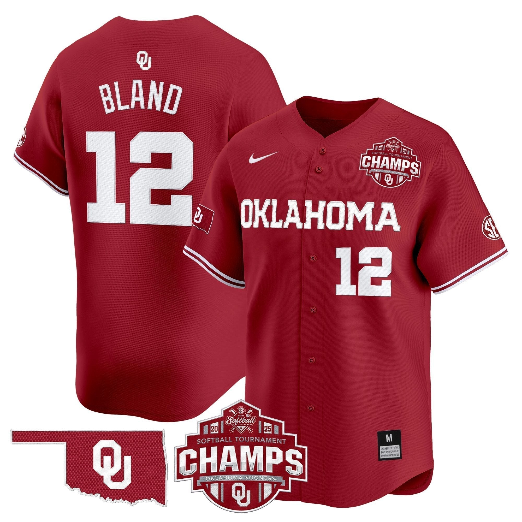 OU 2025 SEC Softball Conference Tournament Champions Patch Vapor Premier Limited Men Jersey - All Stitched