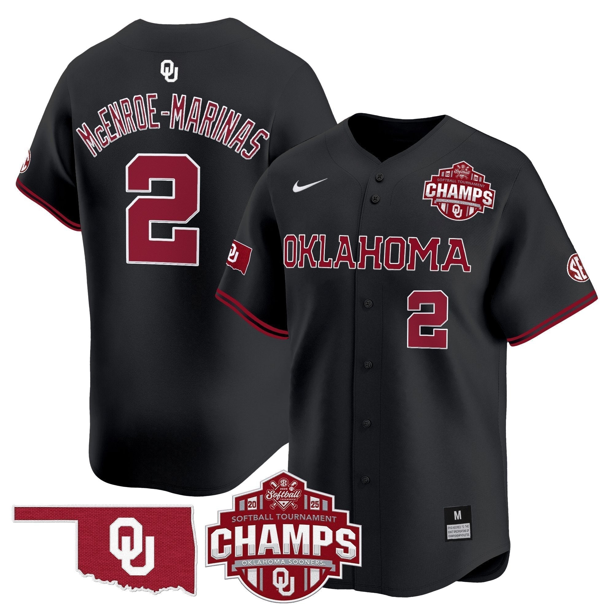 OU 2025 SEC Softball Conference Tournament Champions Patch Vapor Premier Limited Jersey - All Stitched
