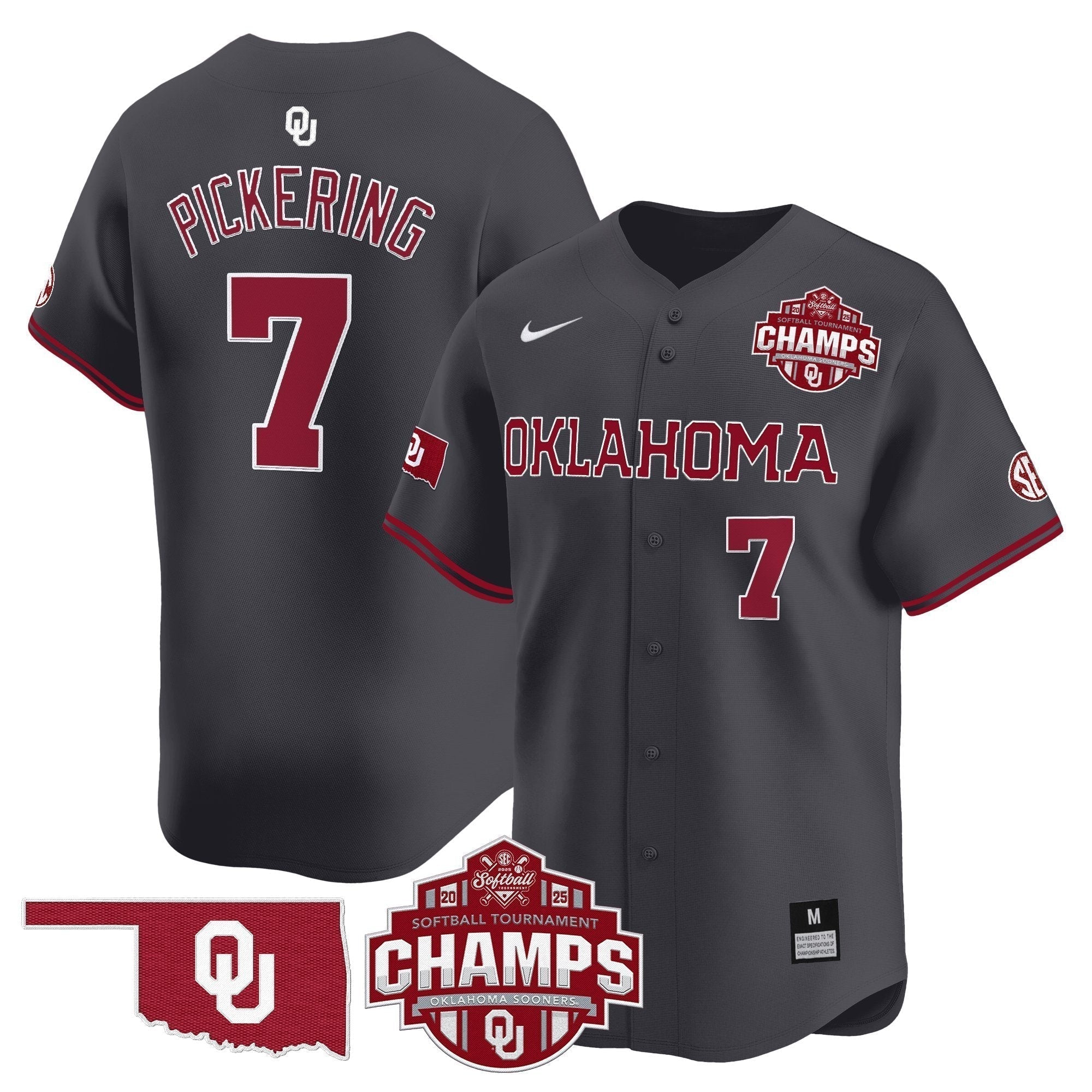 OU 2025 SEC Softball Conference Tournament Champions Patch Vapor Premier Limited Jersey - All Stitched