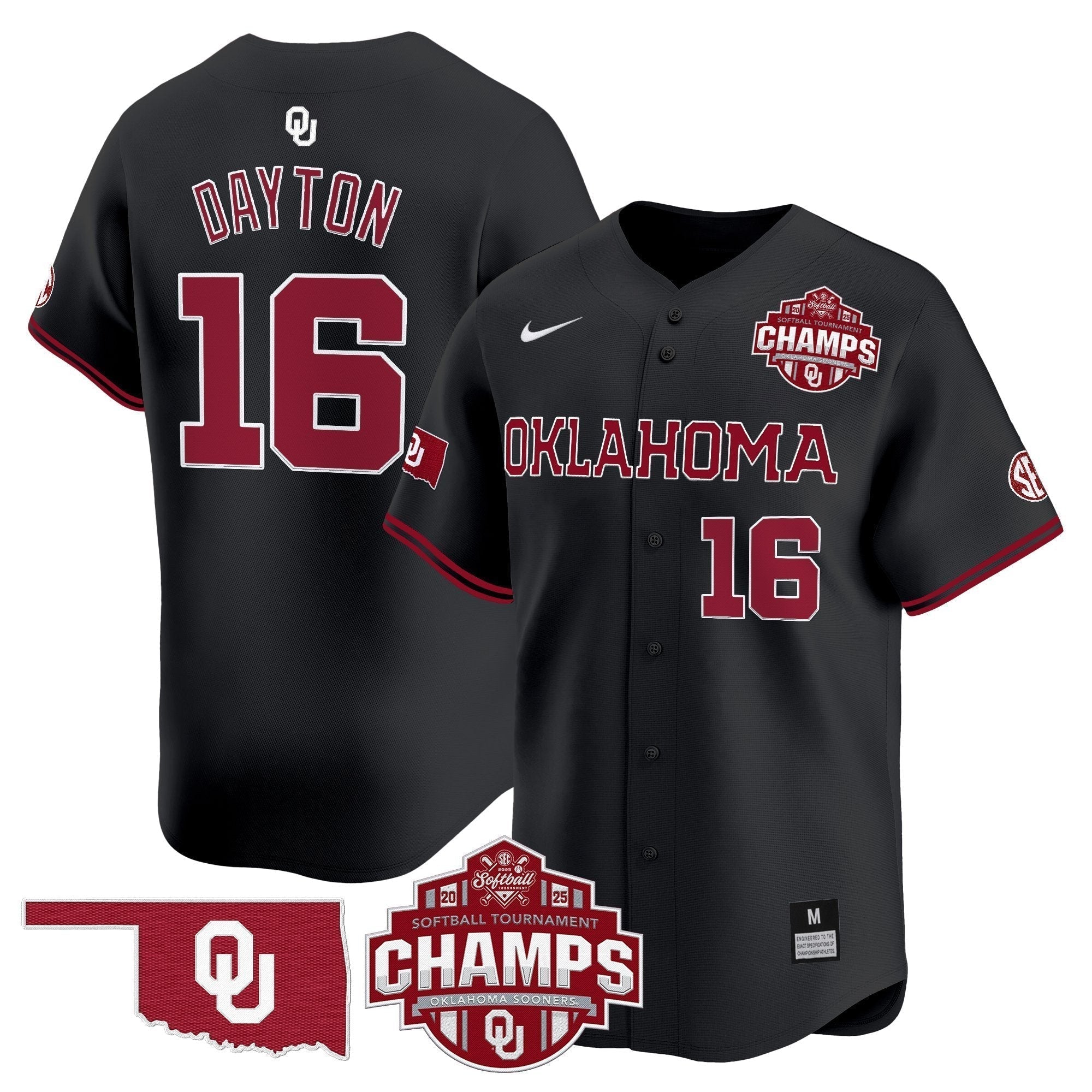 OU 2025 SEC Softball Conference Tournament Champions Patch Vapor Premier Limited Jersey - All Stitched