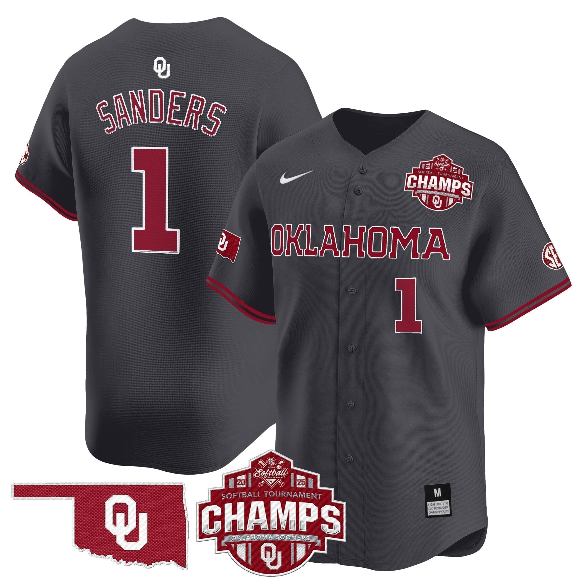 OU 2025 SEC Softball Conference Tournament Champions Patch Vapor Premier Limited Jersey - All Stitched