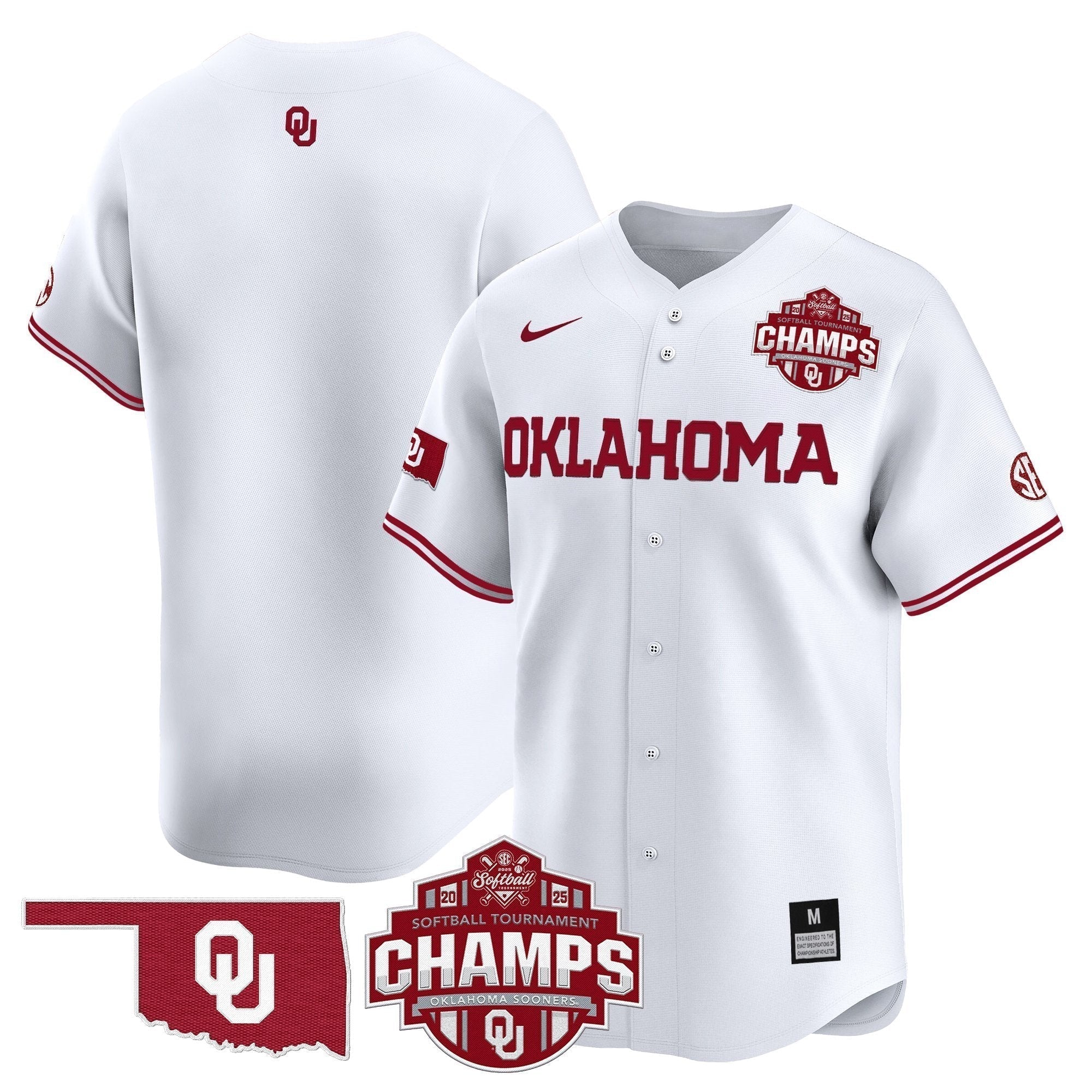 OU 2025 SEC Softball Conference Tournament Champions Patch Vapor Premier Limited Jersey - All Stitched