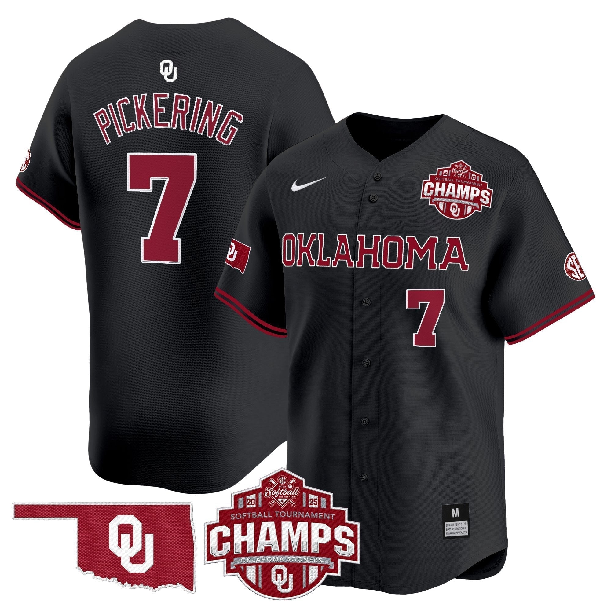 OU 2025 SEC Softball Conference Tournament Champions Patch Vapor Premier Limited Jersey - All Stitched