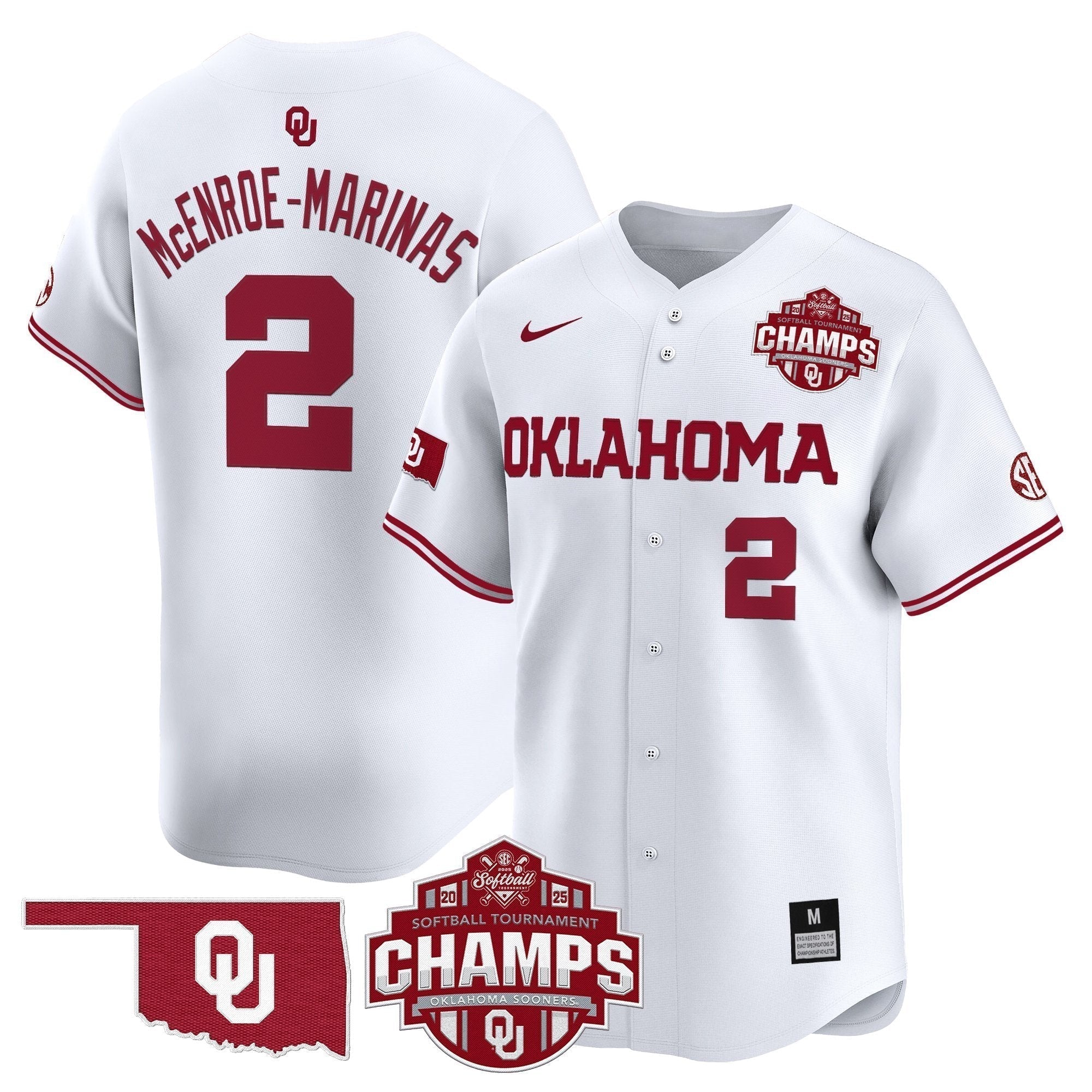 OU 2025 SEC Softball Conference Tournament Champions Patch Vapor Premier Limited Jersey - All Stitched