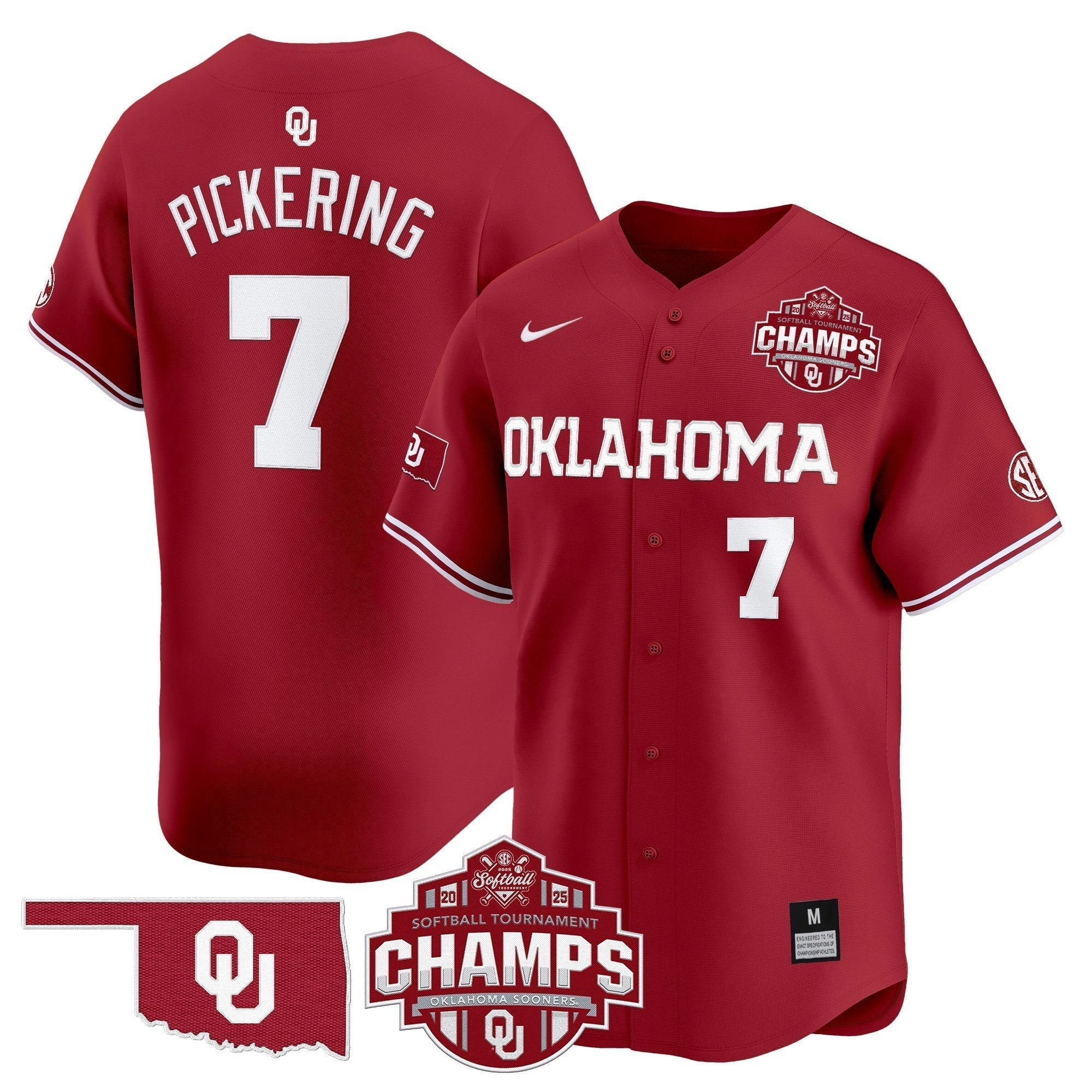 OU 2025 SEC Softball Conference Tournament Champions Patch Vapor Premier Limited Men Jersey - All Stitched