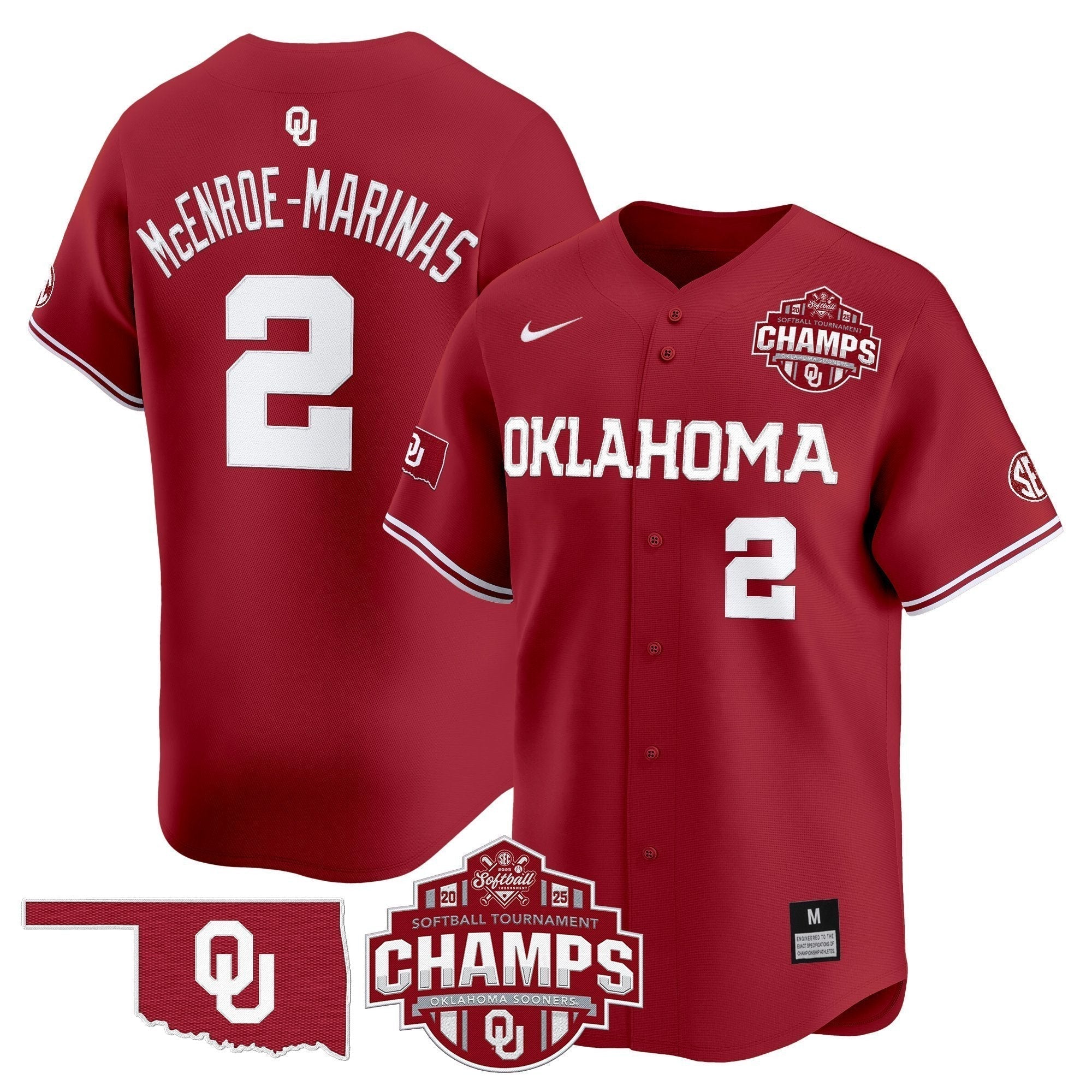 OU 2025 SEC Softball Conference Tournament Champions Patch Vapor Premier Limited Men Jersey - All Stitched