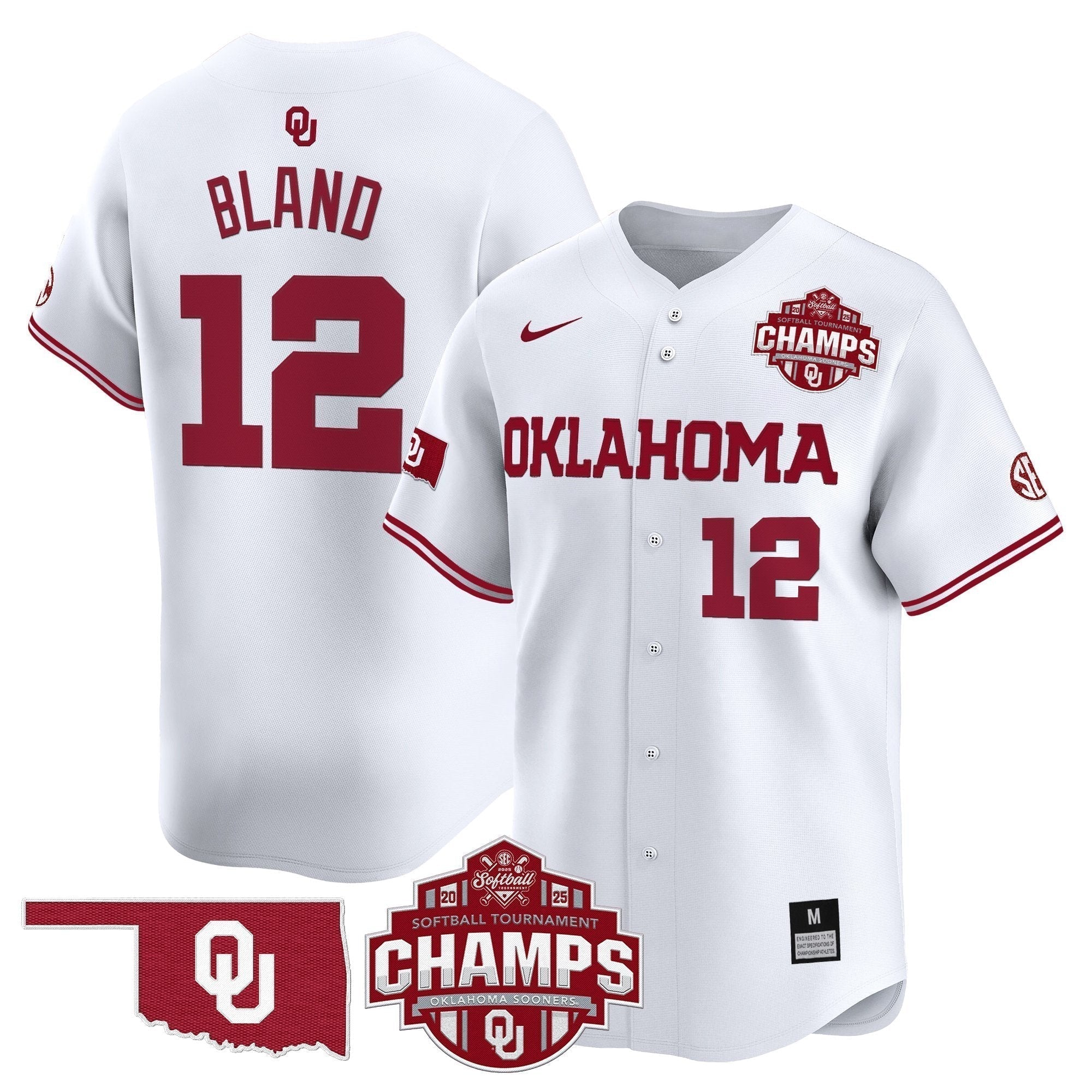 OU 2025 SEC Softball Conference Tournament Champions Patch Vapor Premier Limited Jersey - All Stitched