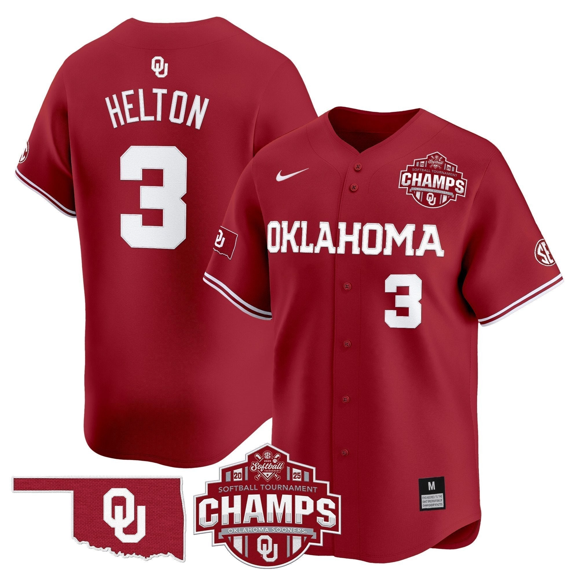 OU 2025 SEC Softball Conference Tournament Champions Patch Vapor Premier Limited Men Jersey - All Stitched