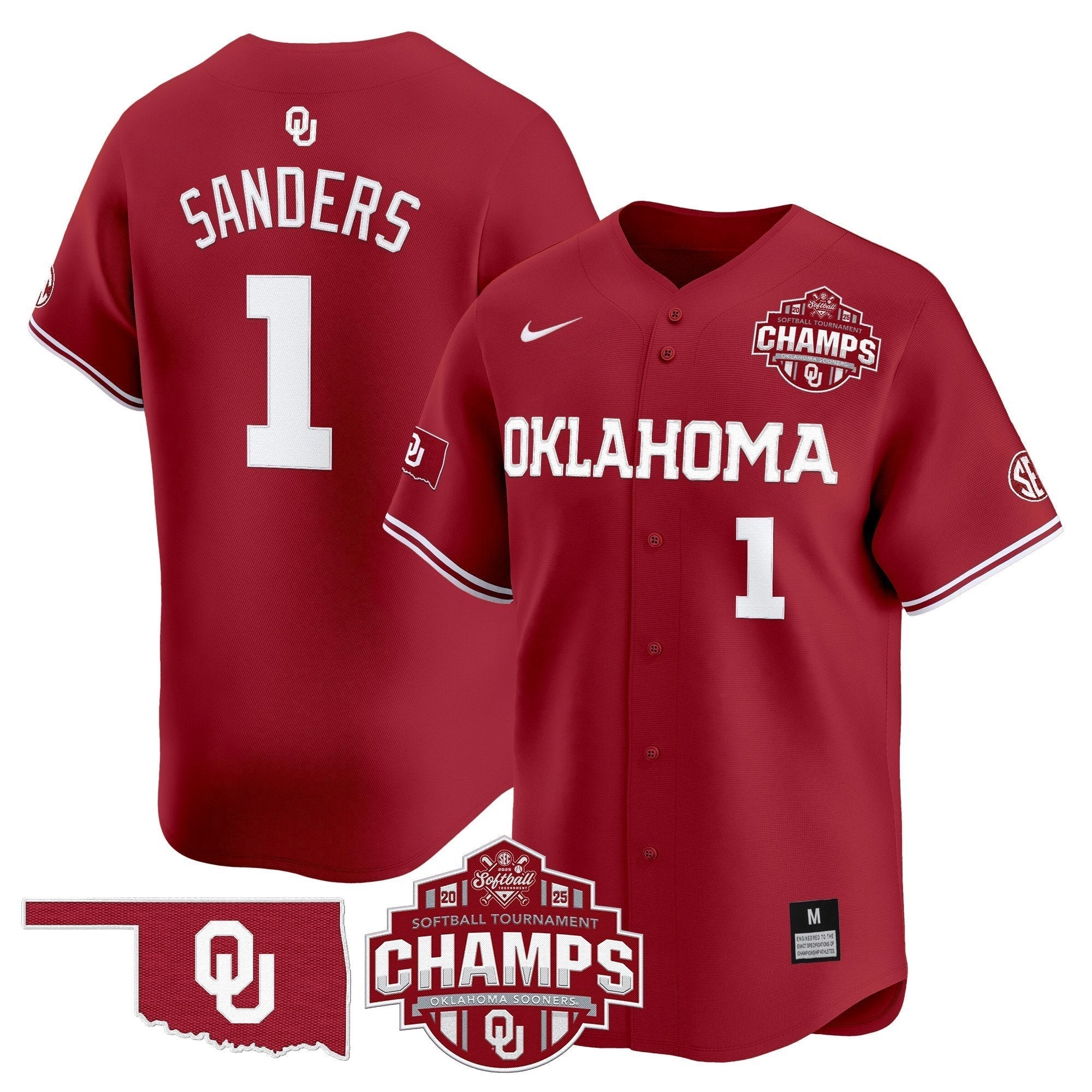OU 2025 SEC Softball Conference Tournament Champions Patch Vapor Premier Limited Jersey - All Stitched
