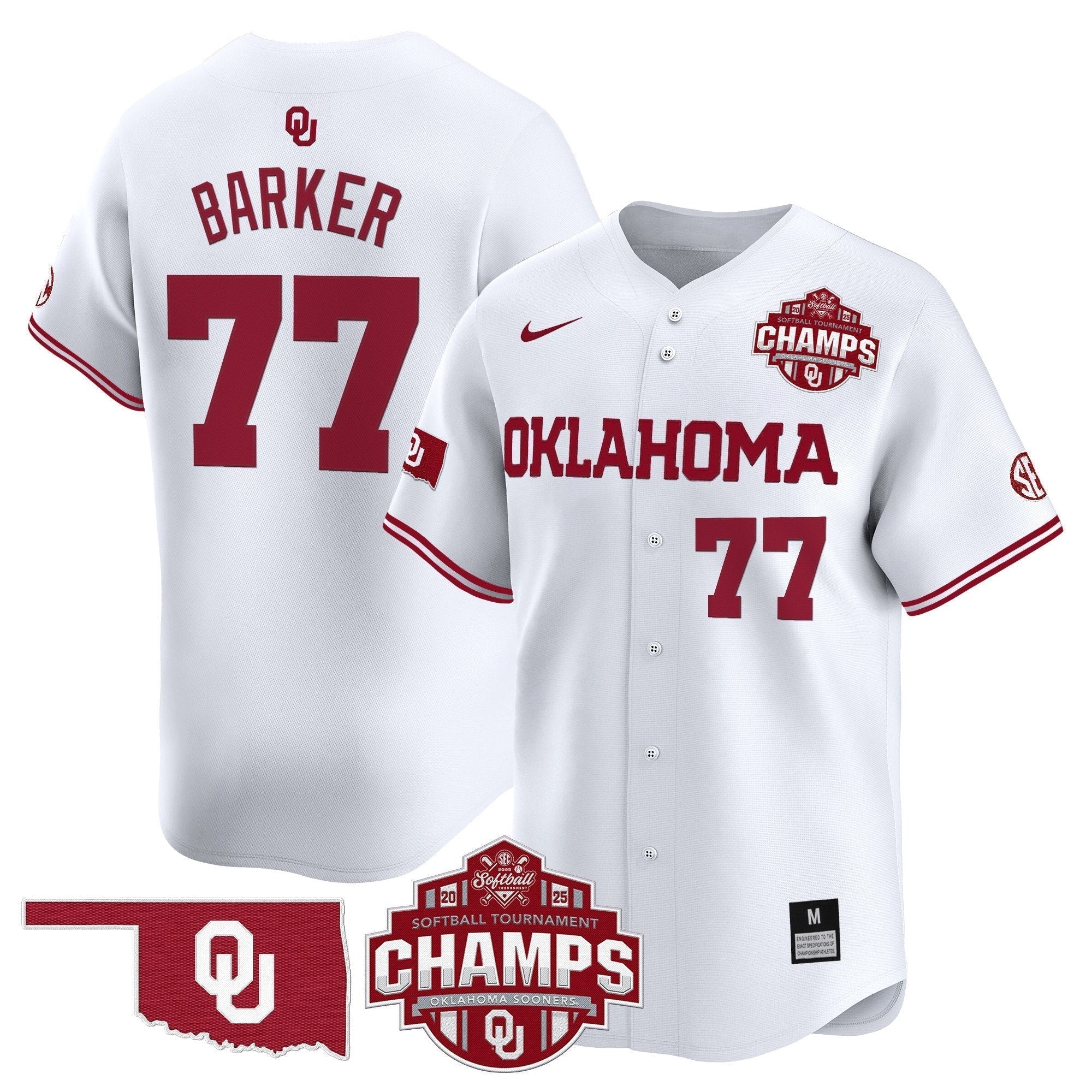 OU 2025 SEC Softball Conference Tournament Champions Patch Vapor Premier Limited Jersey - All Stitched
