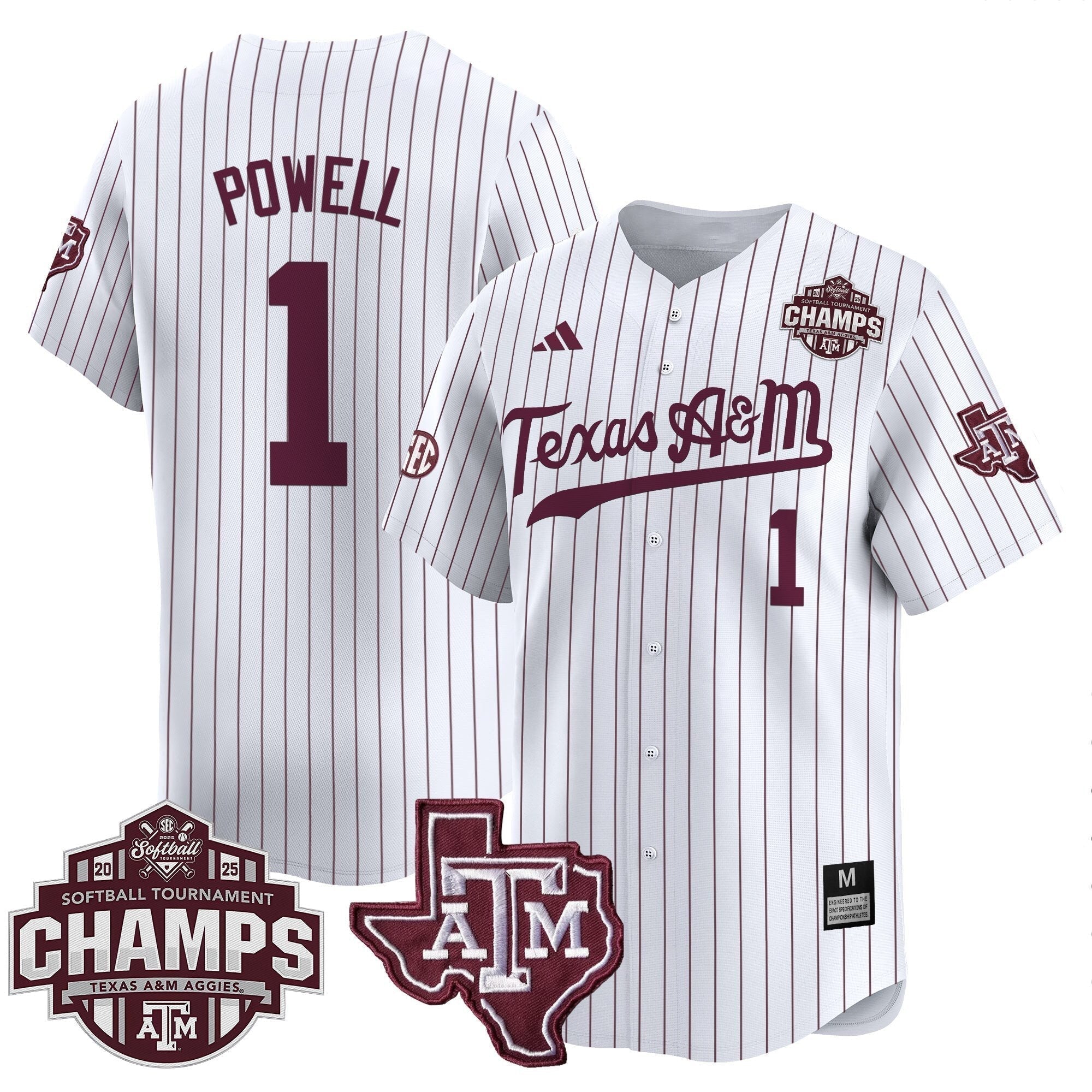 Size - T.A&M.A 2025 SEC Softball Conference Tournament Champions Patch Vapor Premier Limited Jersey - All Stitched