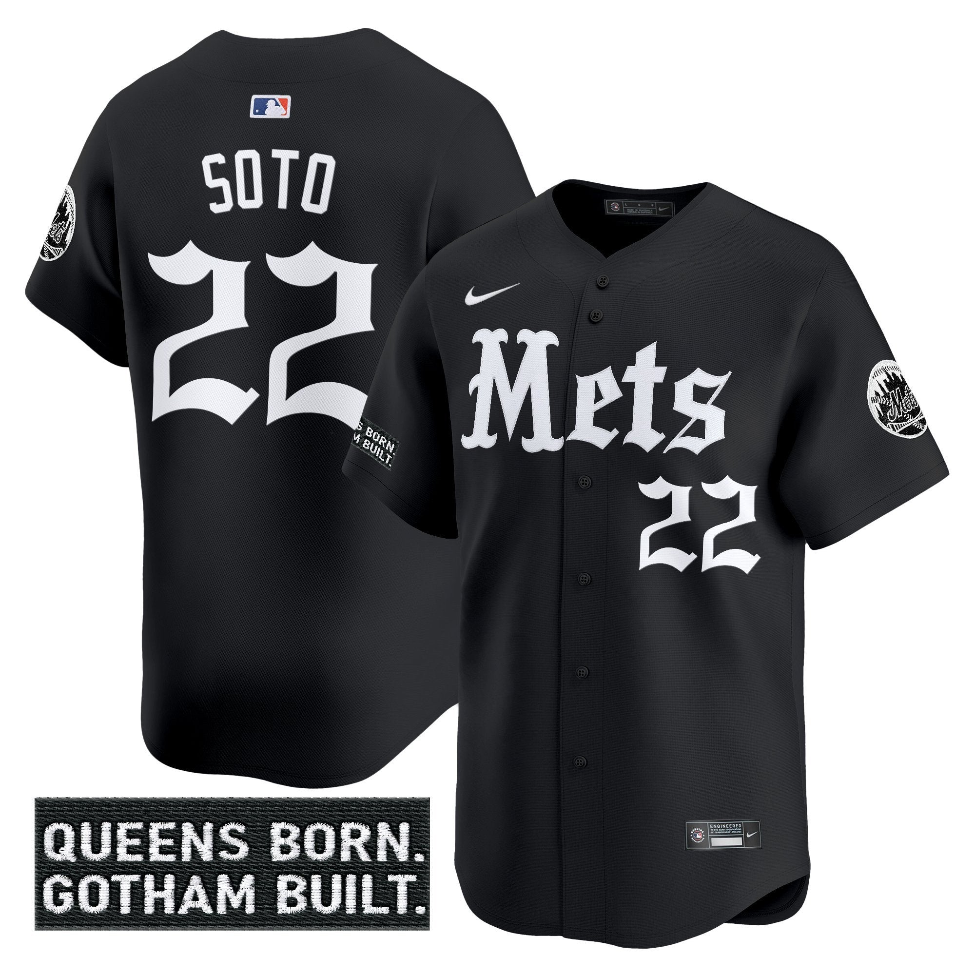 NYM 'Gotham Gothic Edition' Vapor Premier Limited Jersey - All Stitched