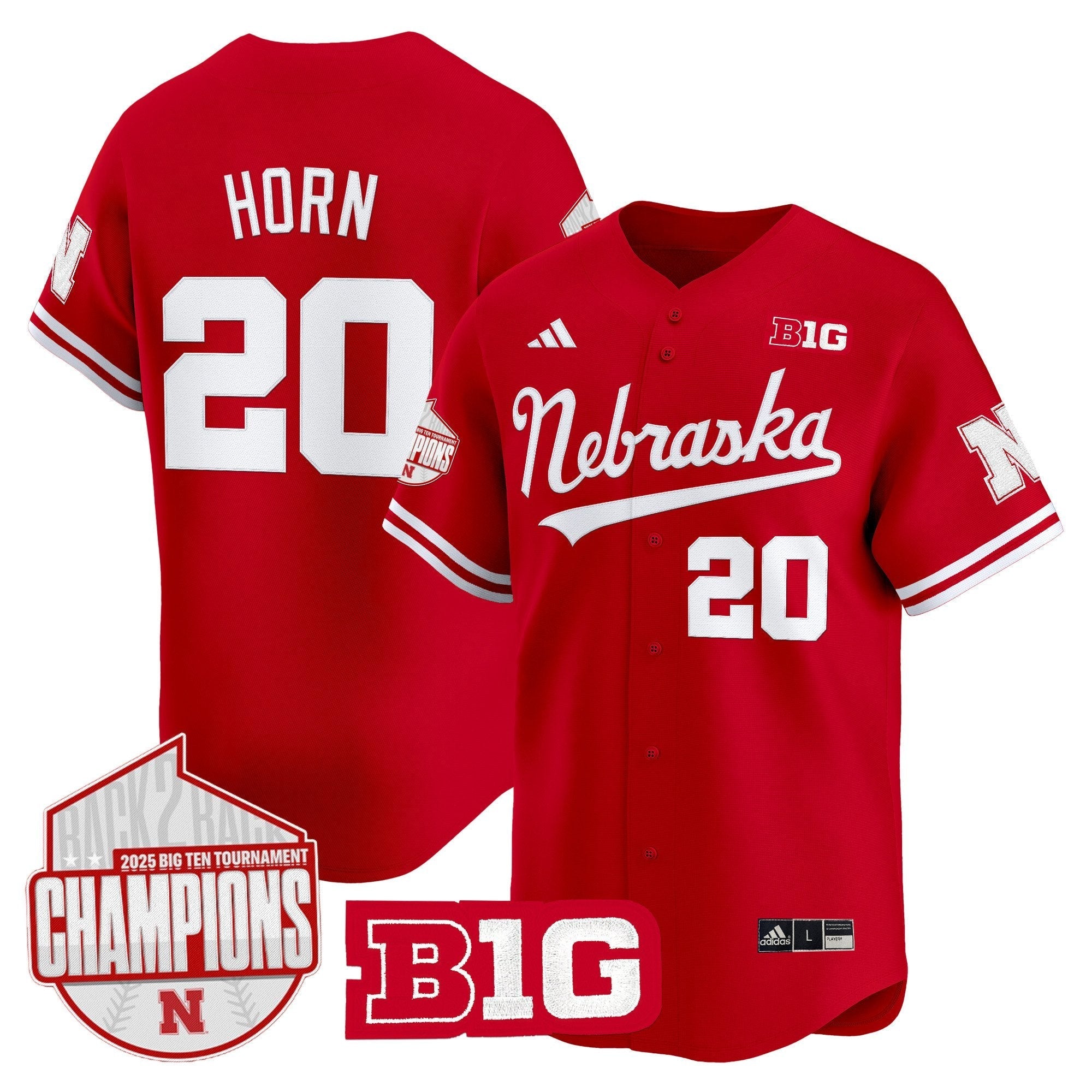 Nebraska Huskers Back 2 Back Champions Patch Vapor Premier Limited Jersey - All Stitched