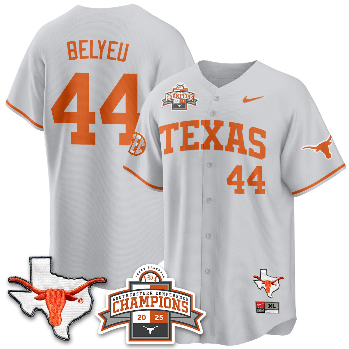 Texas Baseball 2025 Southeastern Conference Champions Men Jersey - All Stitched