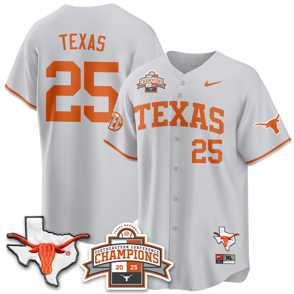Texas Baseball 2025 Southeastern Conference Champions Jersey - All Stitched