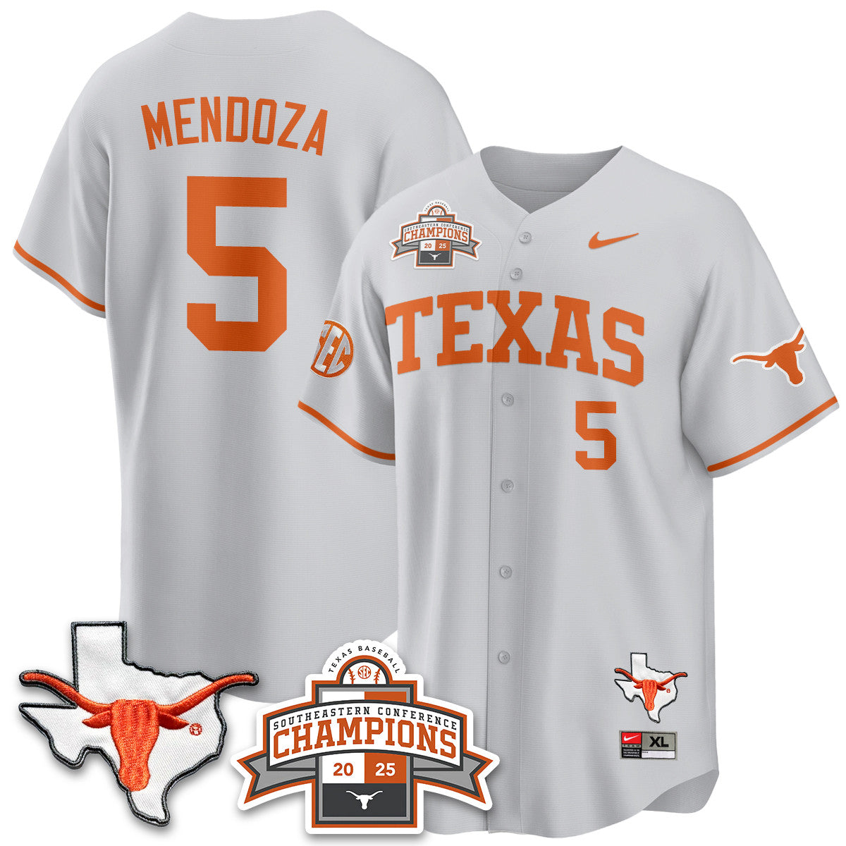Texas Baseball 2025 Southeastern Conference Champions Men Jersey - All Stitched