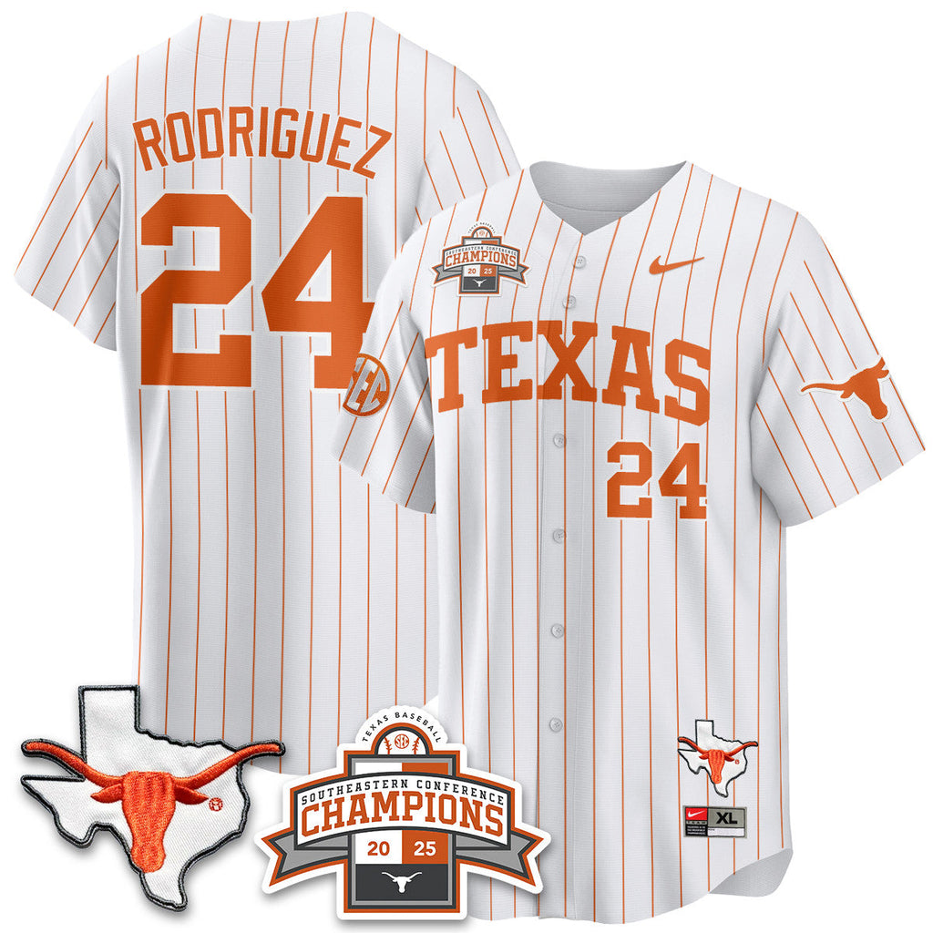 Texas Baseball 2025 Southeastern Conference Champions Jersey - All Stitched
