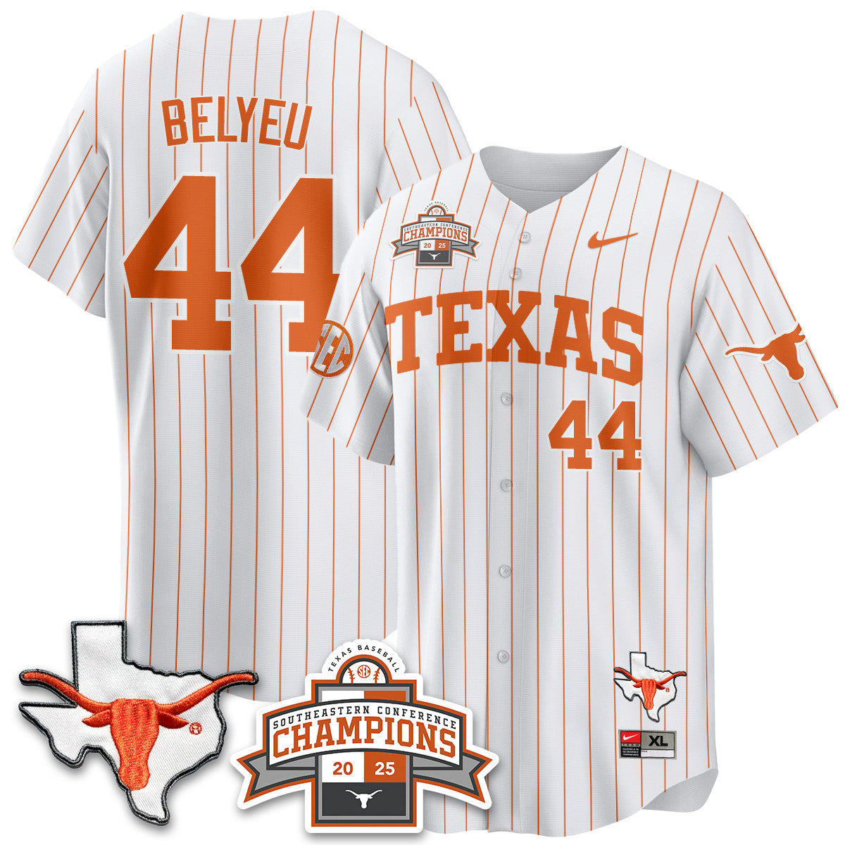 Texas Baseball 2025 Southeastern Conference Champions Men Jersey - All Stitched