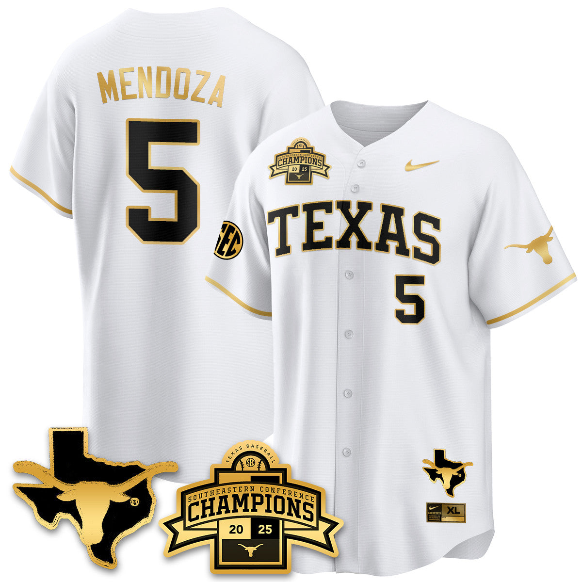 Texas Baseball 2025 Southeastern Conference Champions Jersey - All Stitched