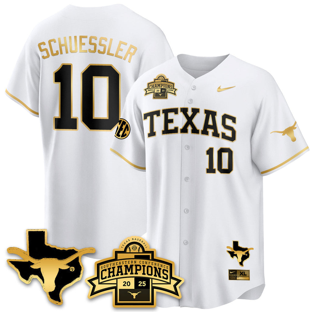 Texas Baseball 2025 Southeastern Conference Champions Jersey - All Stitched