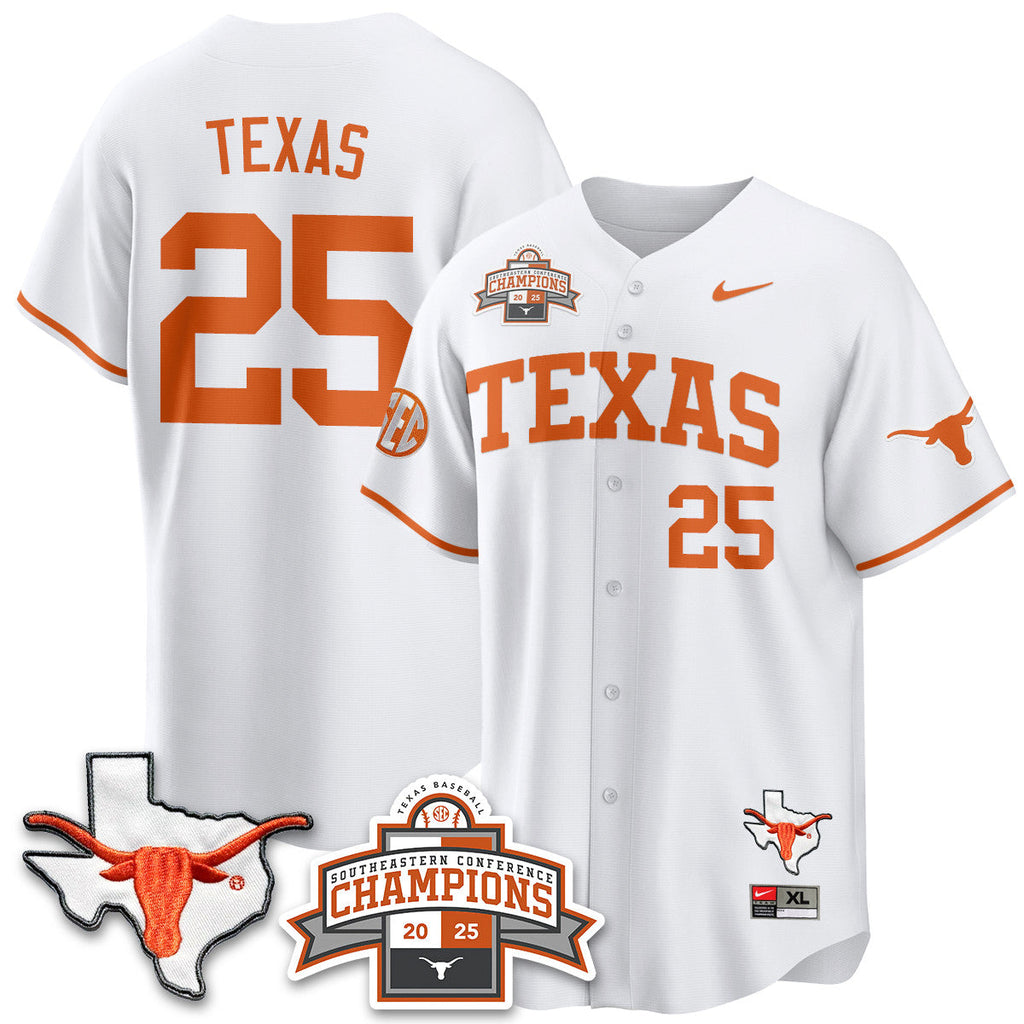 Texas Baseball 2025 Southeastern Conference Champions Men Jersey - All Stitched