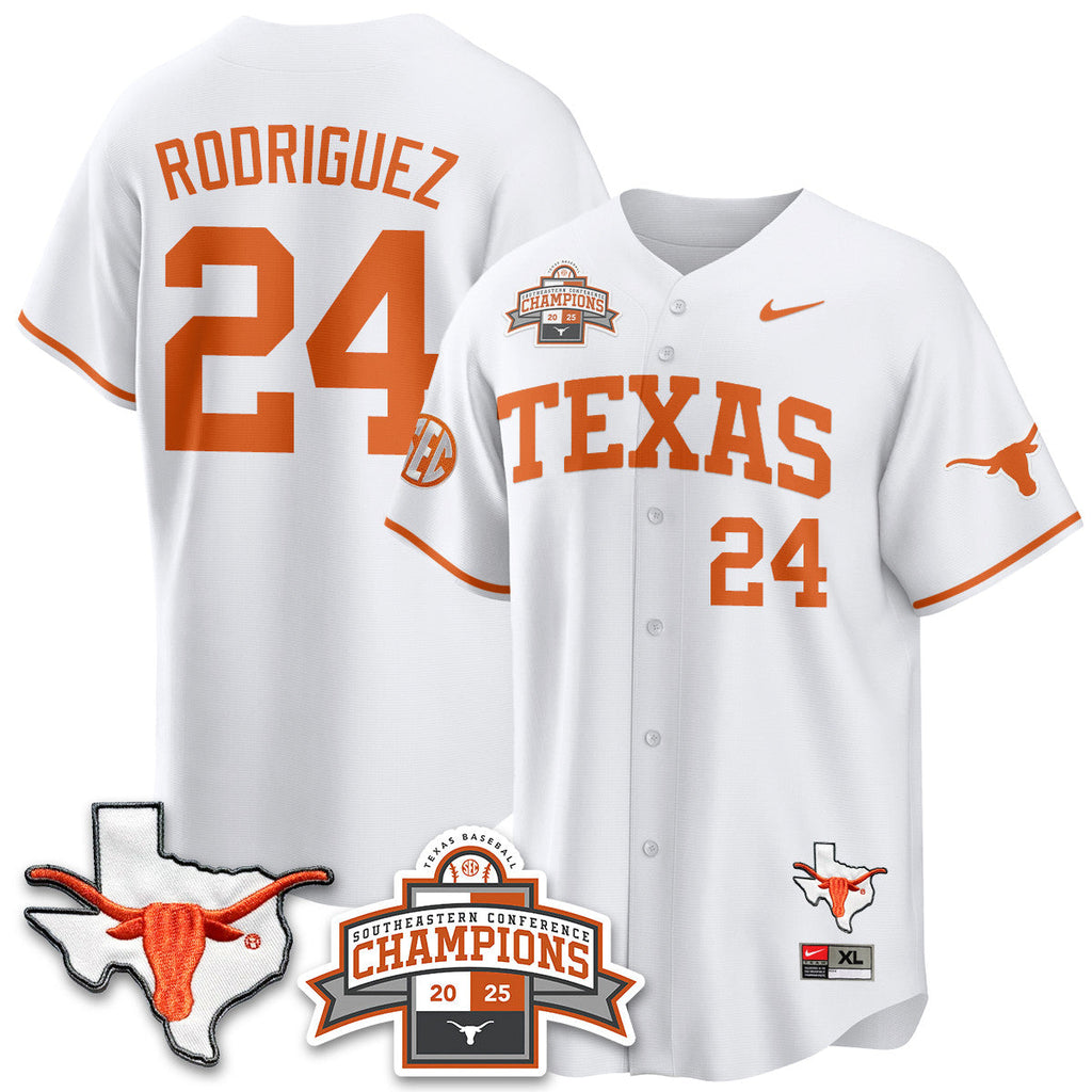 Texas Baseball 2025 Southeastern Conference Champions Jersey - All Stitched