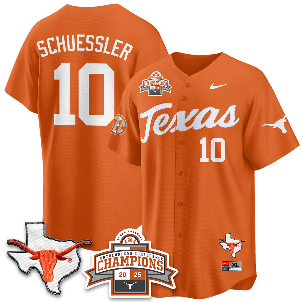 Texas Baseball 2025 Southeastern Conference Champions Men Jersey - All Stitched