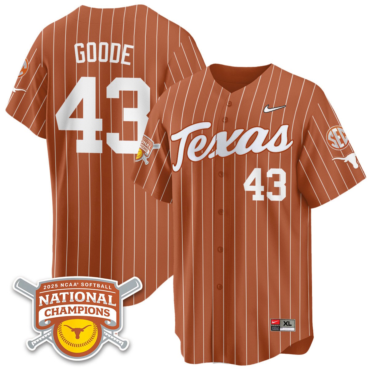 TEX Softball 2025 World Series Champions Limited Jersey - All Stitched