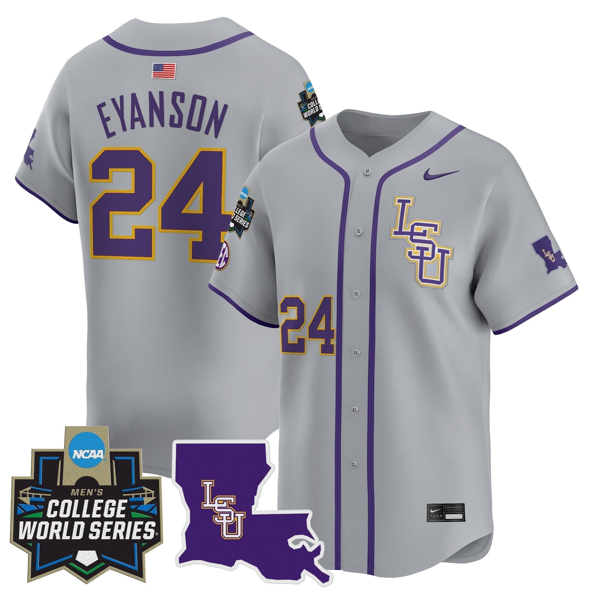 LSU 2025 World Series Vapor Premier Limited Jersey - Stitched