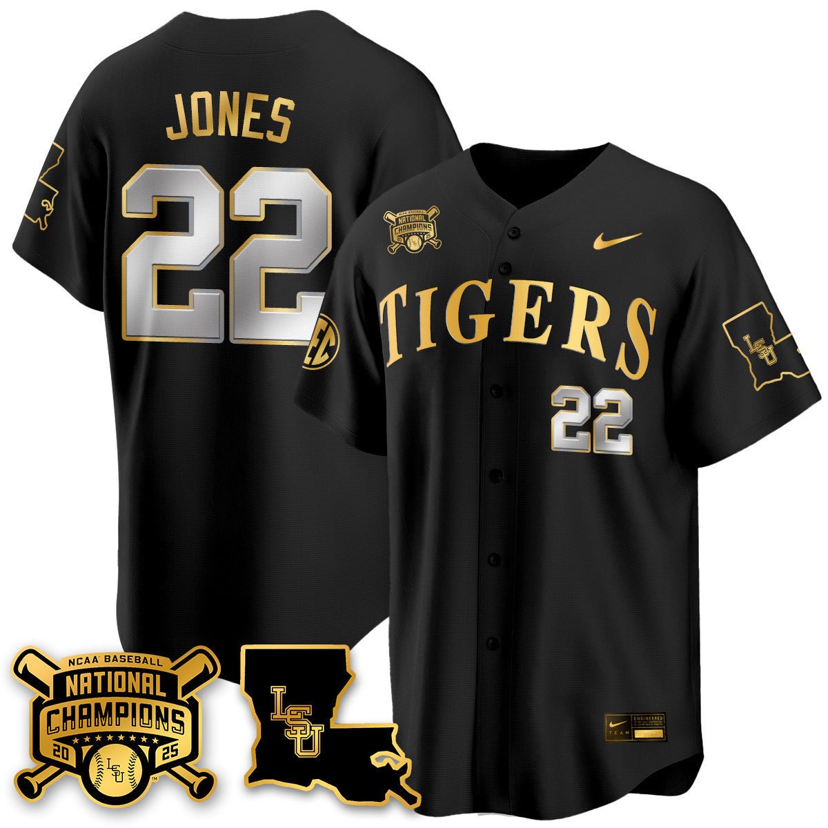 Youth's LSU Tigers 2025 World Series Champions Limited Gold Jersey - All Stitched