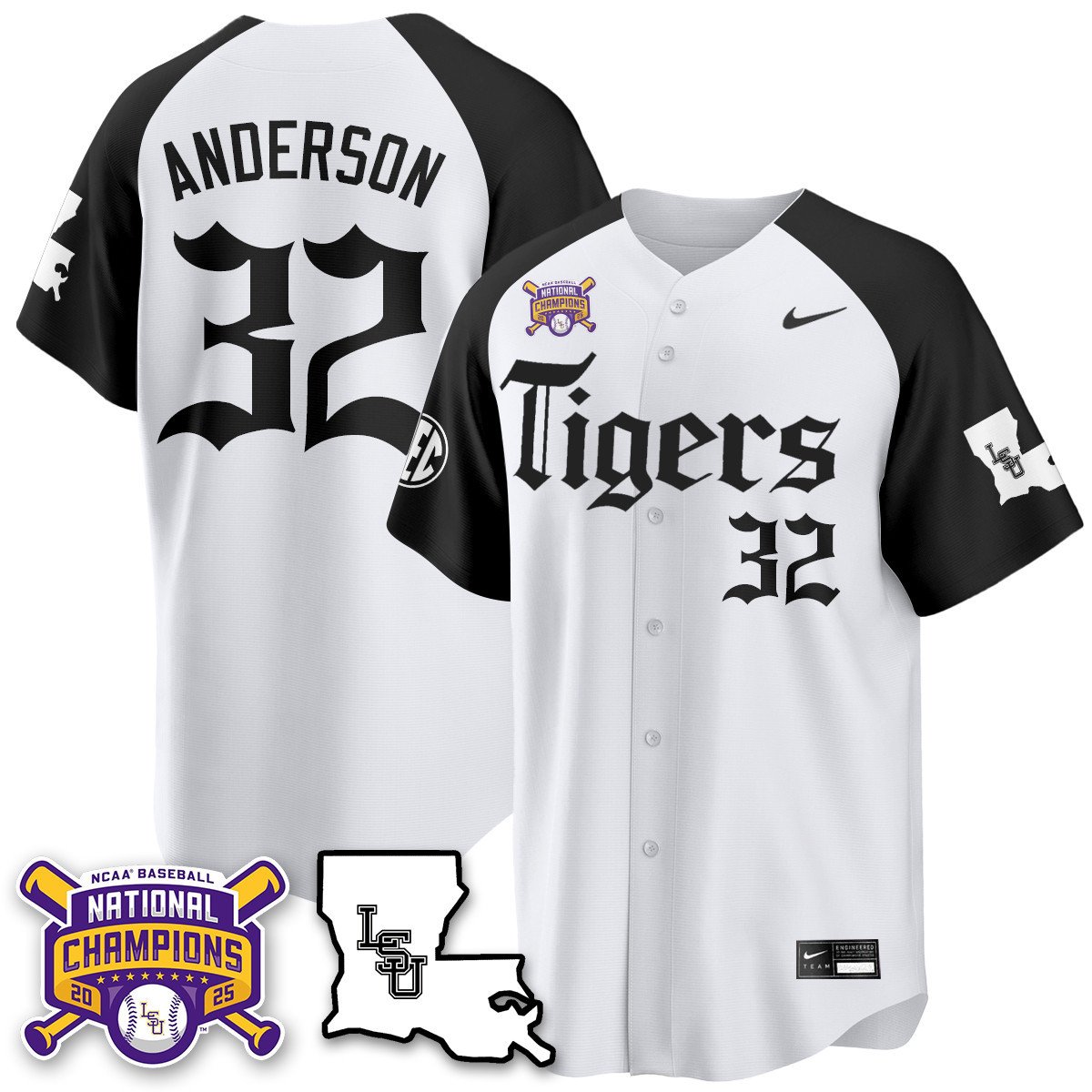 LSU 2025 World Series Champions 'Gothic Geaux Edition' Jersey - Stitched