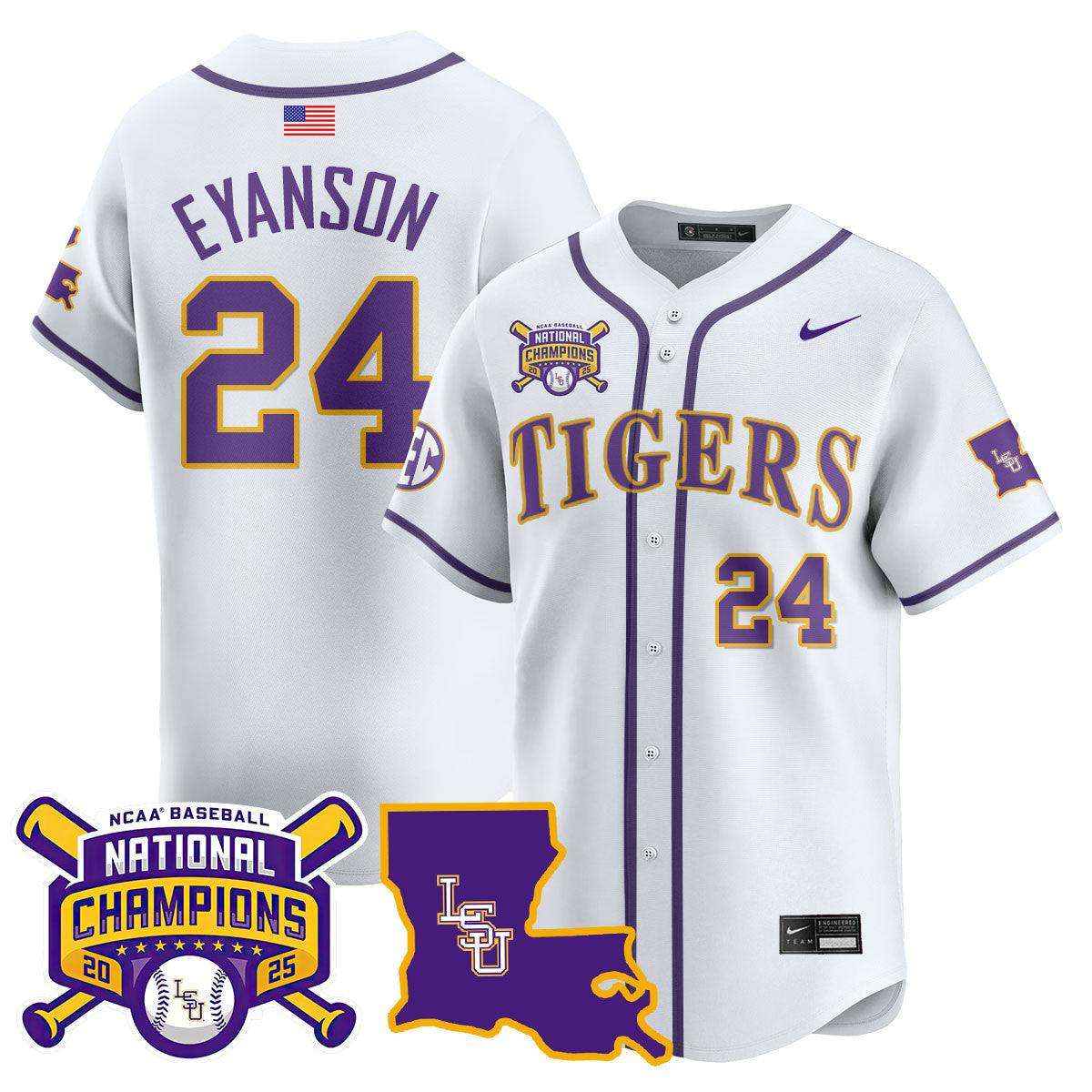 Men's LSU Tigers 2025 World Series Champions Limited Jersey - All Stitched