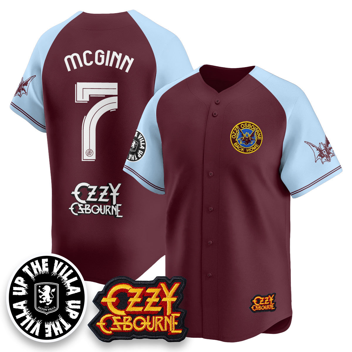 Aston Villa Ozzy Osbourne Back Home Baseball Jersey - Stitched