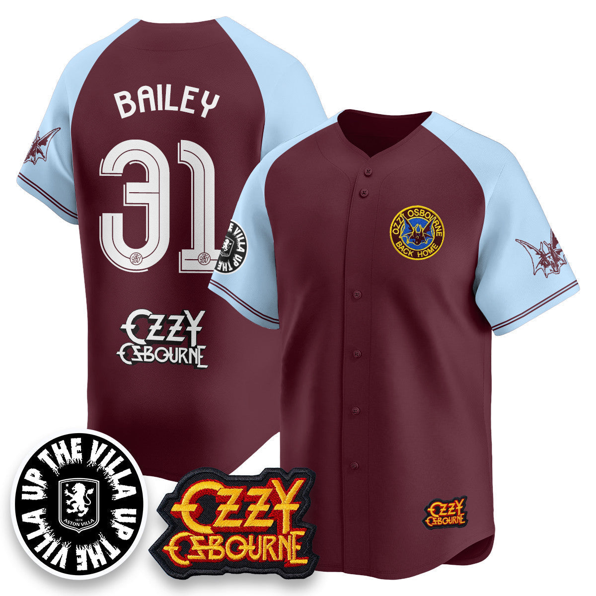 Aston Villa Ozzy Osbourne Back Home Baseball Jersey - Stitched