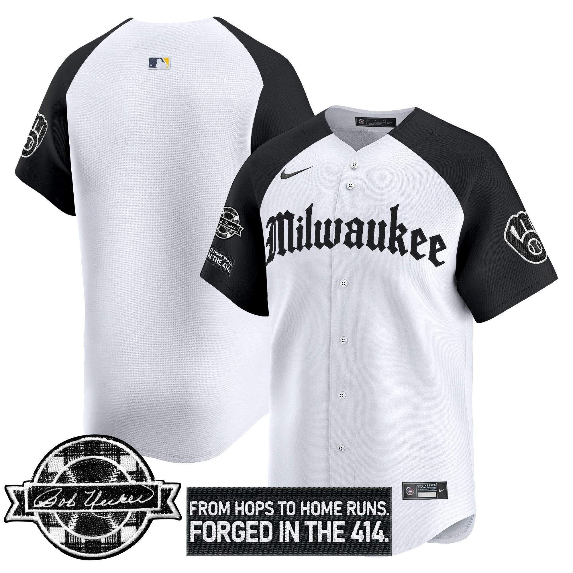 MIL Bob Uecker Patch Vapor Premier Limited Jersey - Gothic Edition - All Stitched