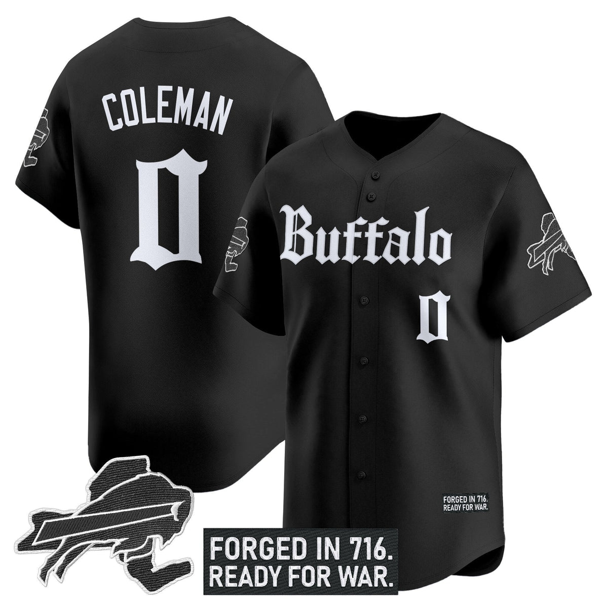 BUF 'Gothic Cold Front Edition' Vapor Baseball Jersey - Stitched