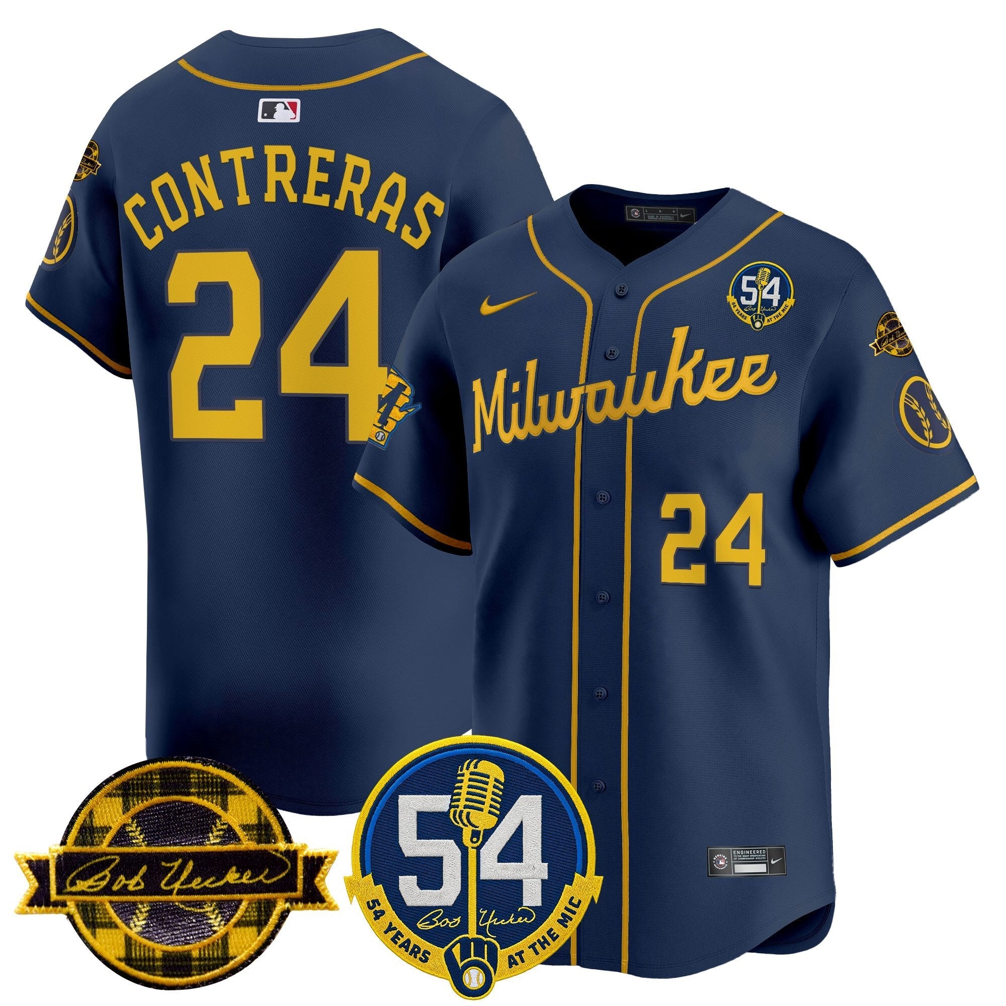 MIL 'Bob Uecker - 54 Seasons for Brewers' Limited Gold Jersey - Stitched
