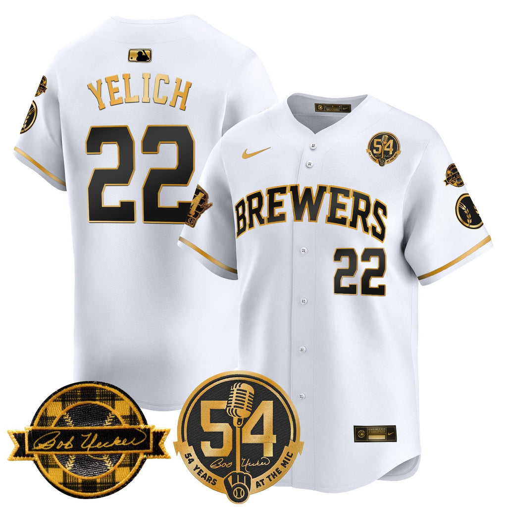 MIL 'Bob Uecker - 54 Seasons for Brewers' Limited Navy Jersey - Stitched