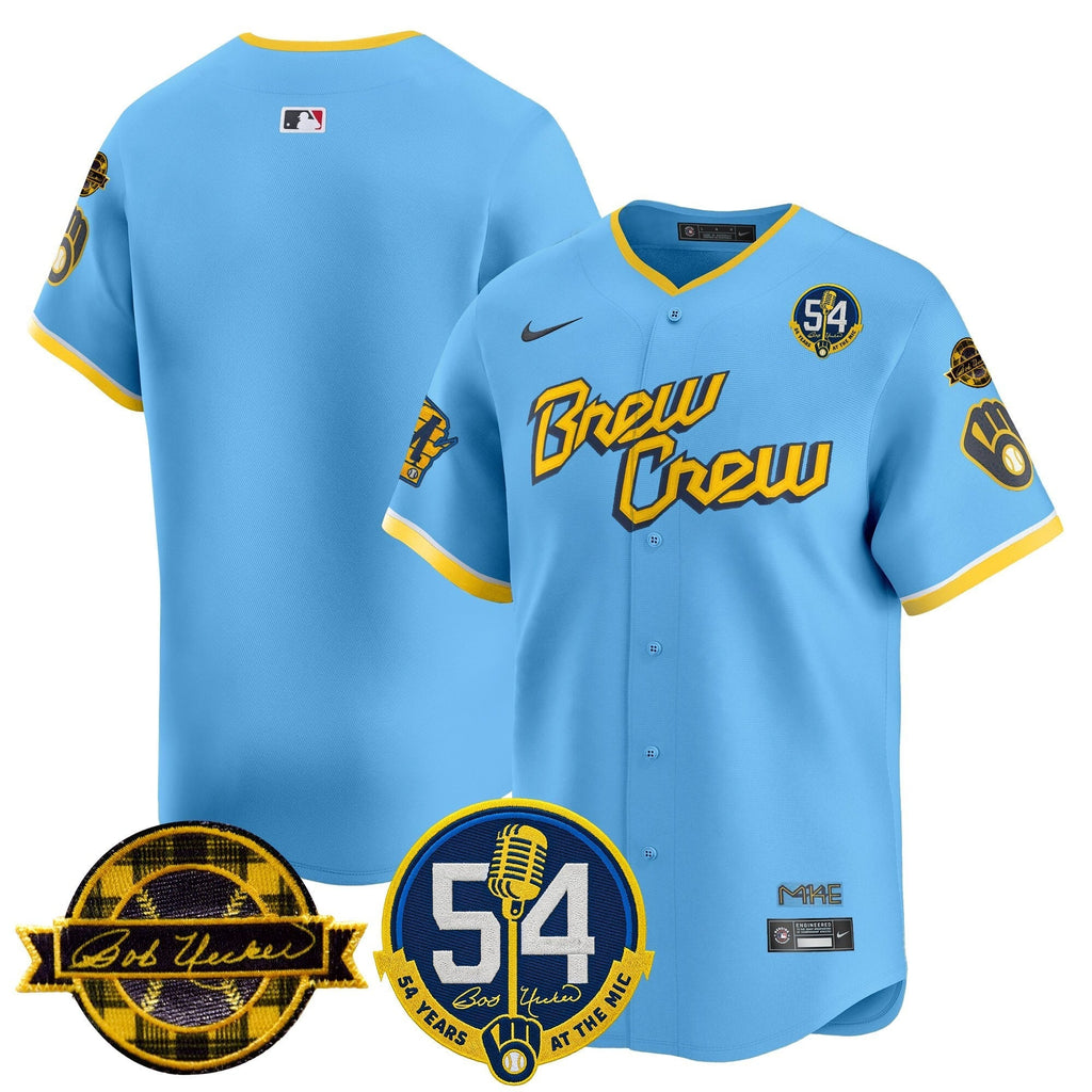 MIL 'Bob Uecker - 54 Seasons for Brewers' Limited Navy Jersey - Stitched